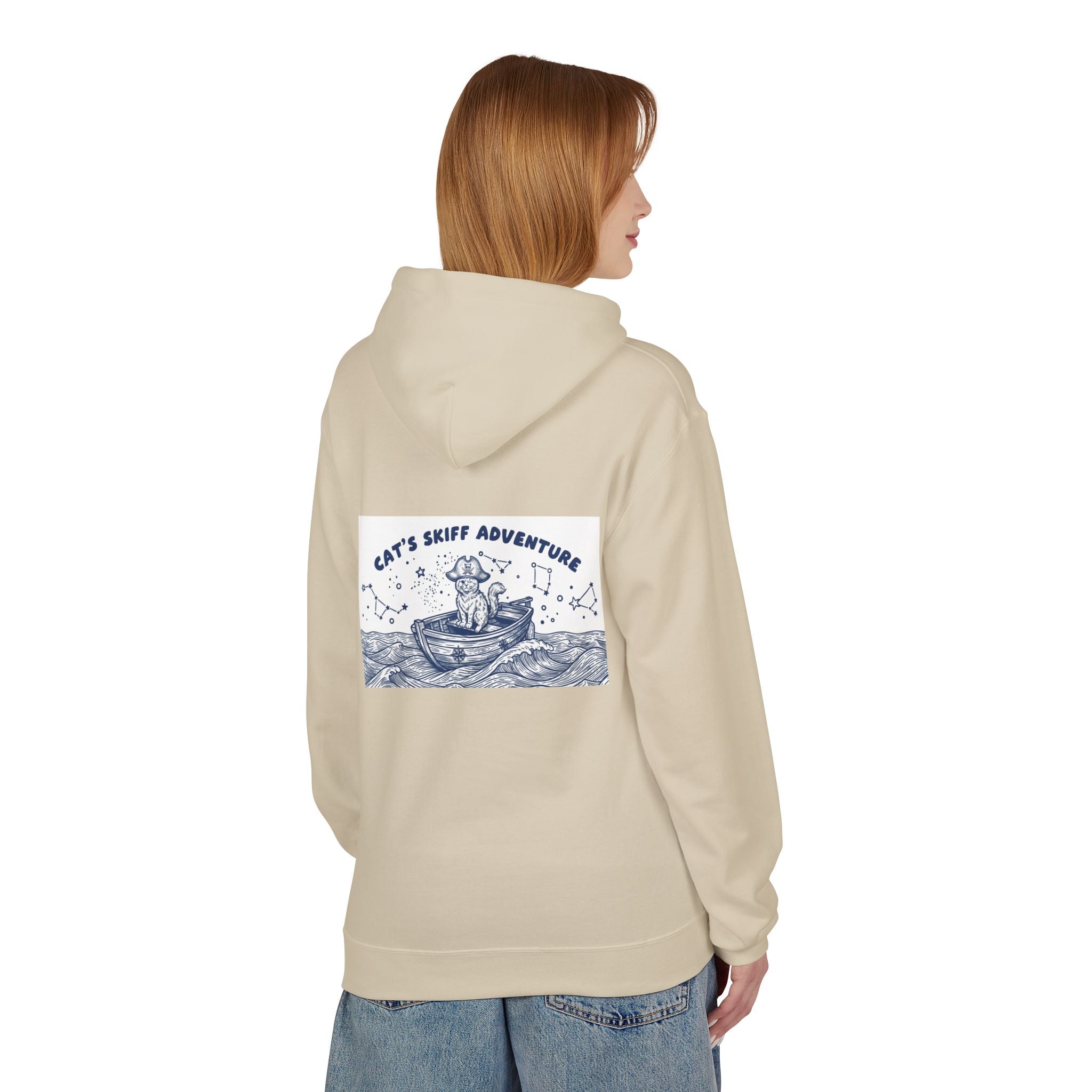 Cat's Skiff Adventure Hoodie | Vintage Ocean Nautical Graphic Sweatshirt