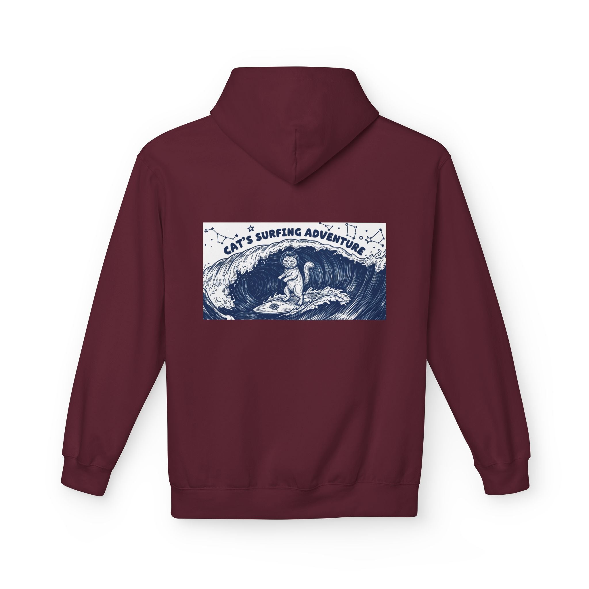 Cat's Surfing Adventure Hoodie | Vintage Ocean Graphic Sweatshirt