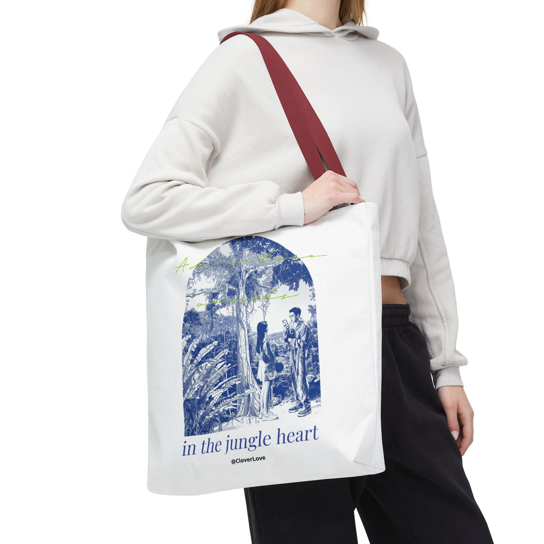 In The Jungle Heart Travel Tote Bag | Vintage Jungle Adventure Canvas Tote Bag