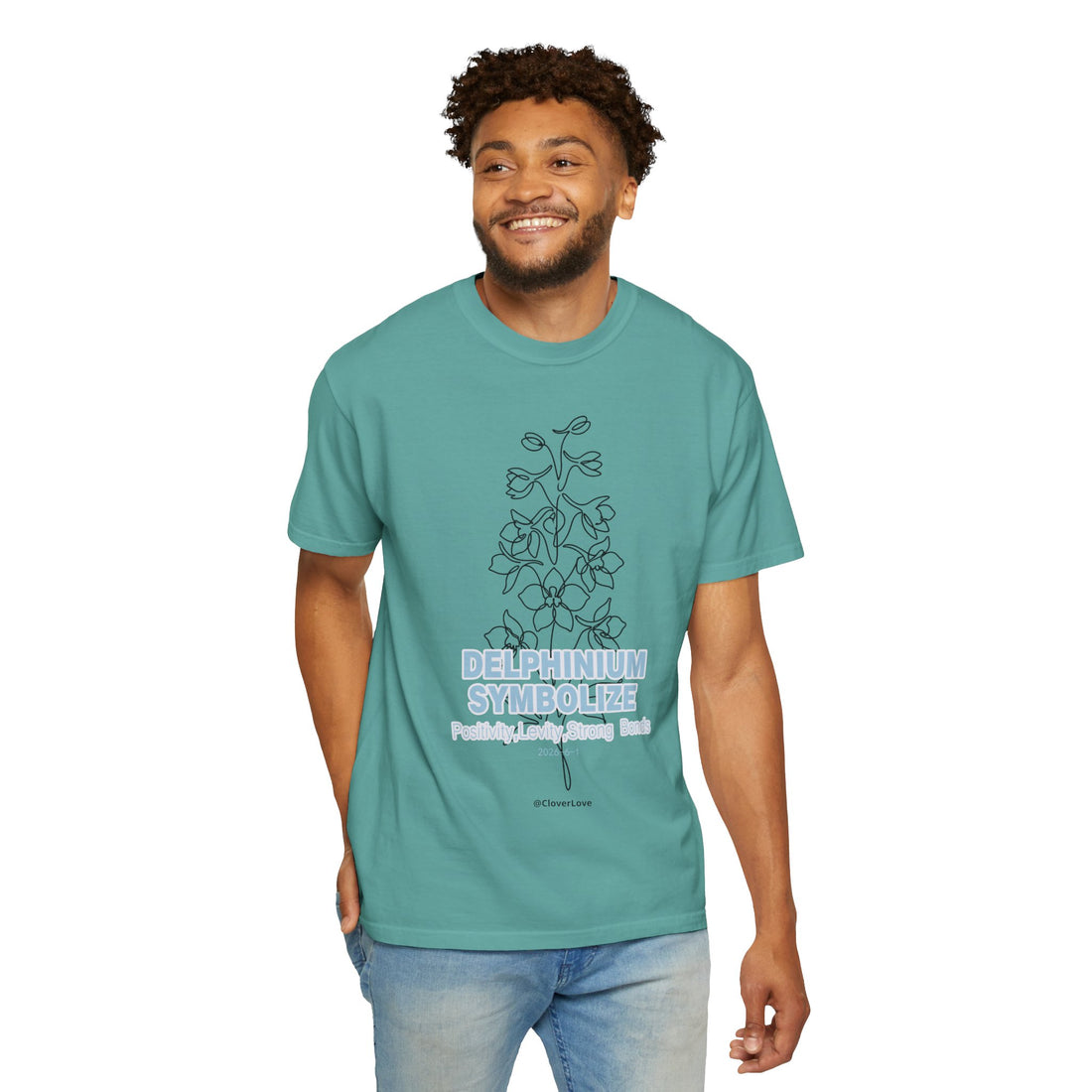 Delphinium Flower T-Shirt - Botanical Graphic Shirt for Flower Lovers