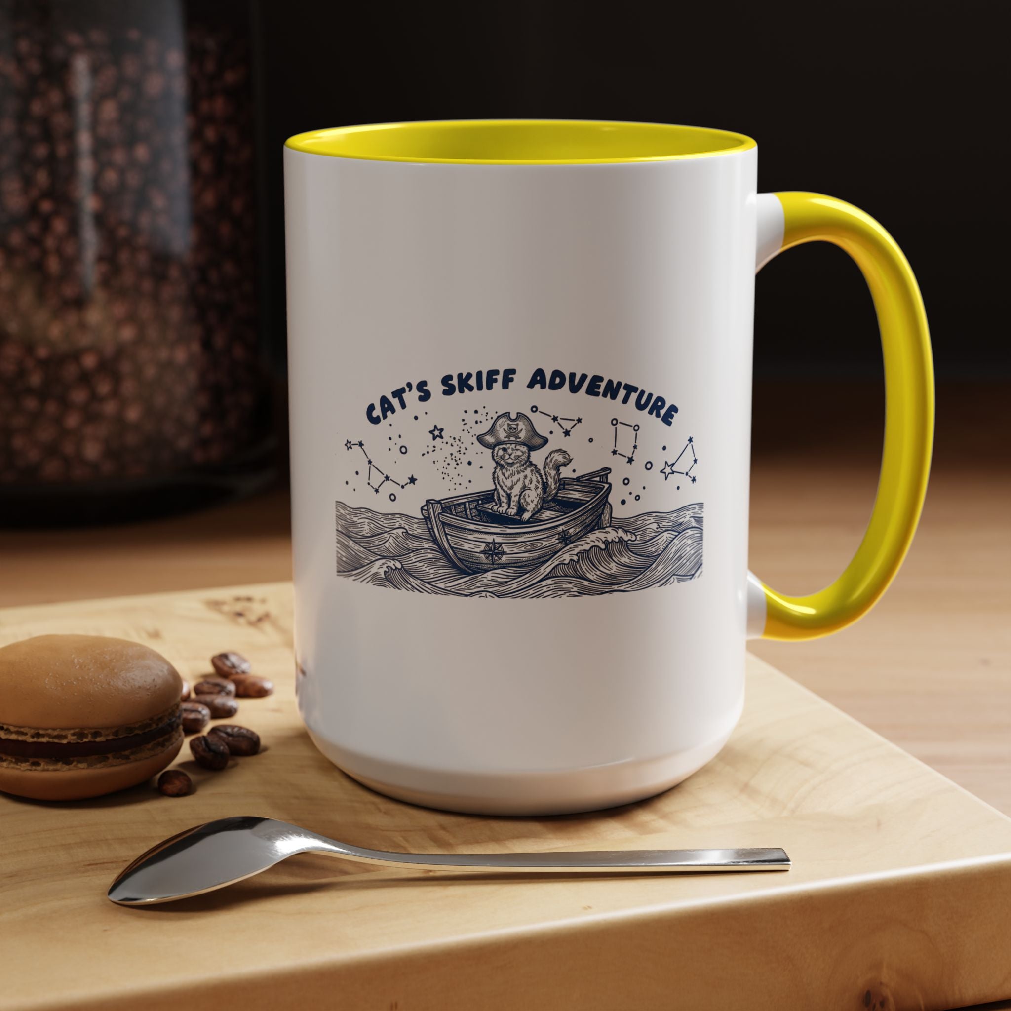 Cat's Skiff Adventure Ocean Mug - Cute Nautical Cat Lover Coffee Cup