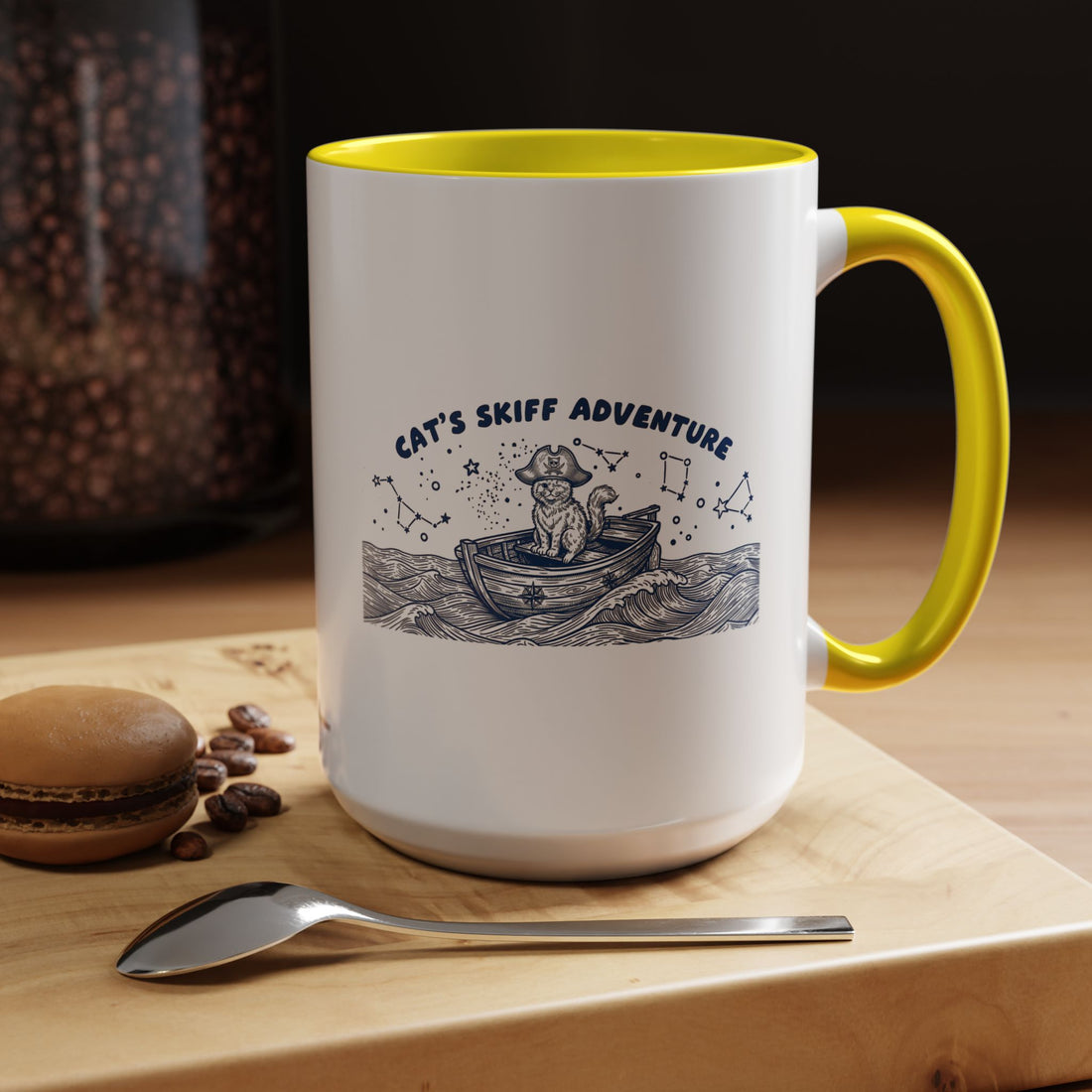 Cat's Skiff Adventure Ocean Mug - Cute Nautical Cat Lover Coffee Cup