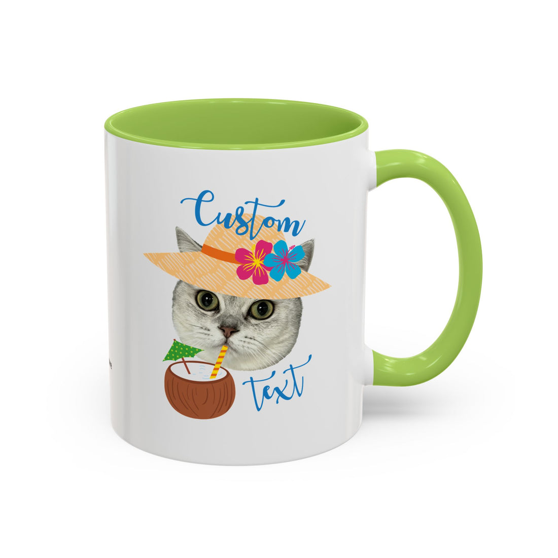 Personalized Summer Cat Mug | Custom Pet Portrait Coffee Cup