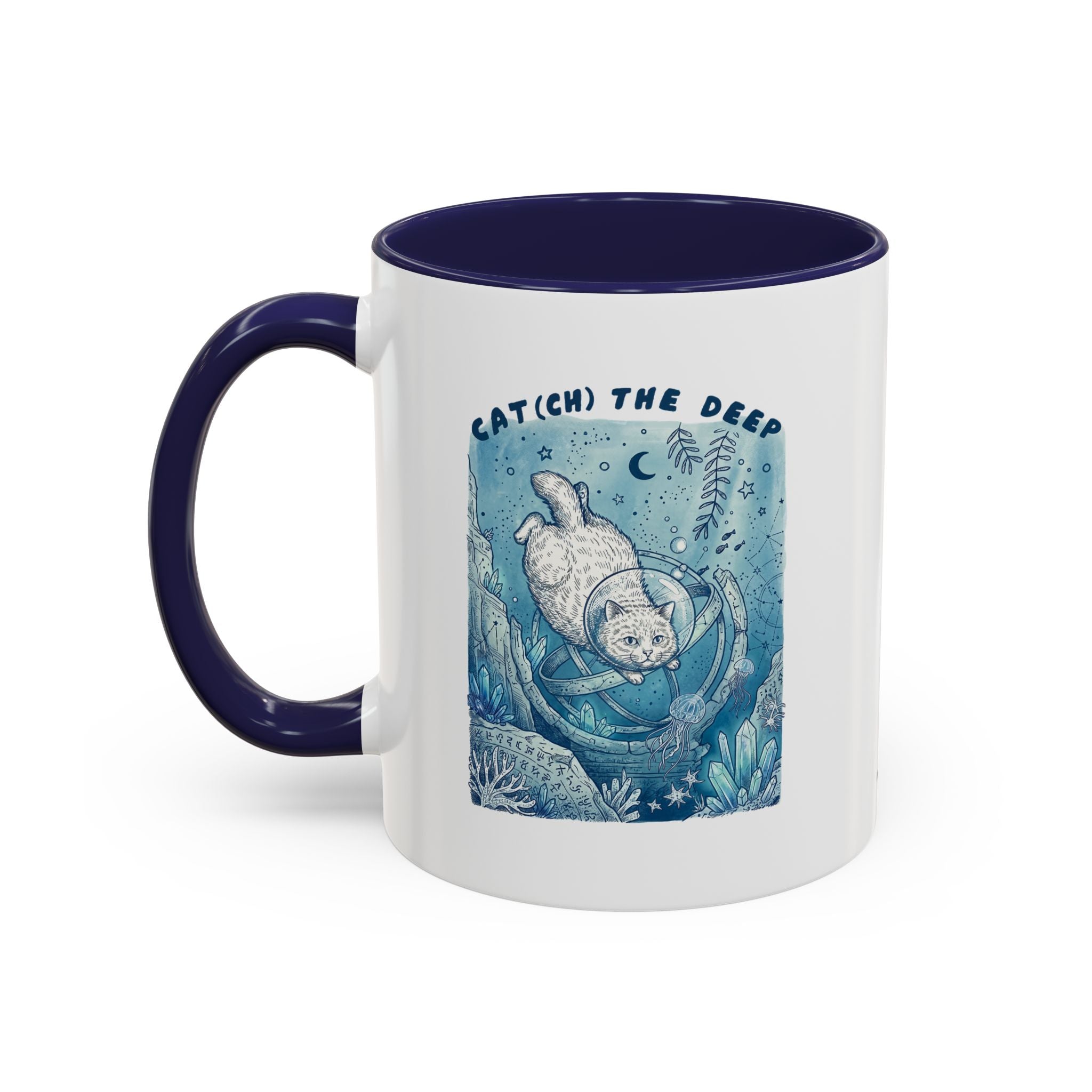 Cat's Deep Ocean Adventure Mug - Underwater Cat Lover Coffee Cup