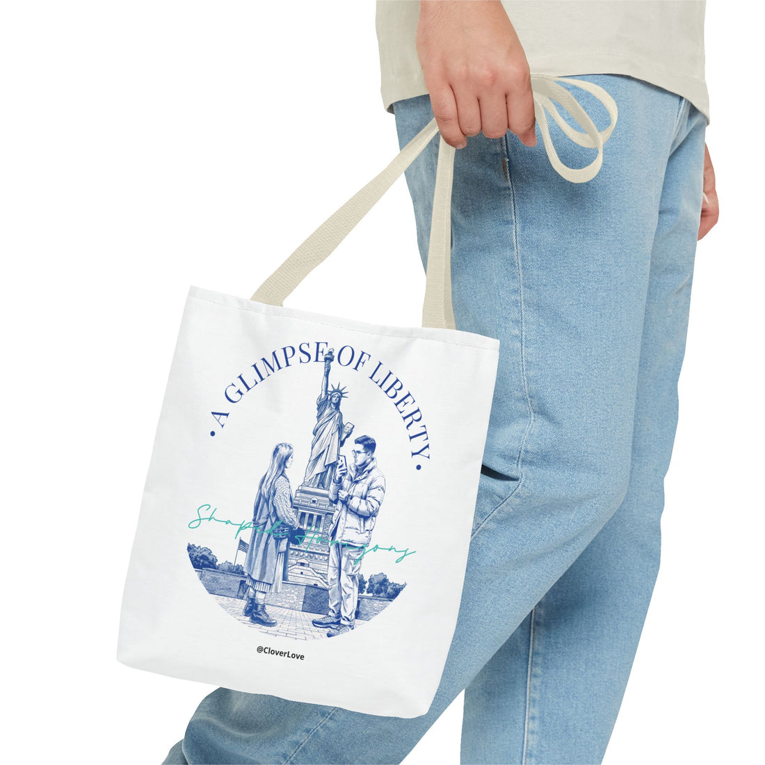 A Glimpse Of Liberty Travel Tote Bag | Statue of Liberty New York Canvas Tote Bag