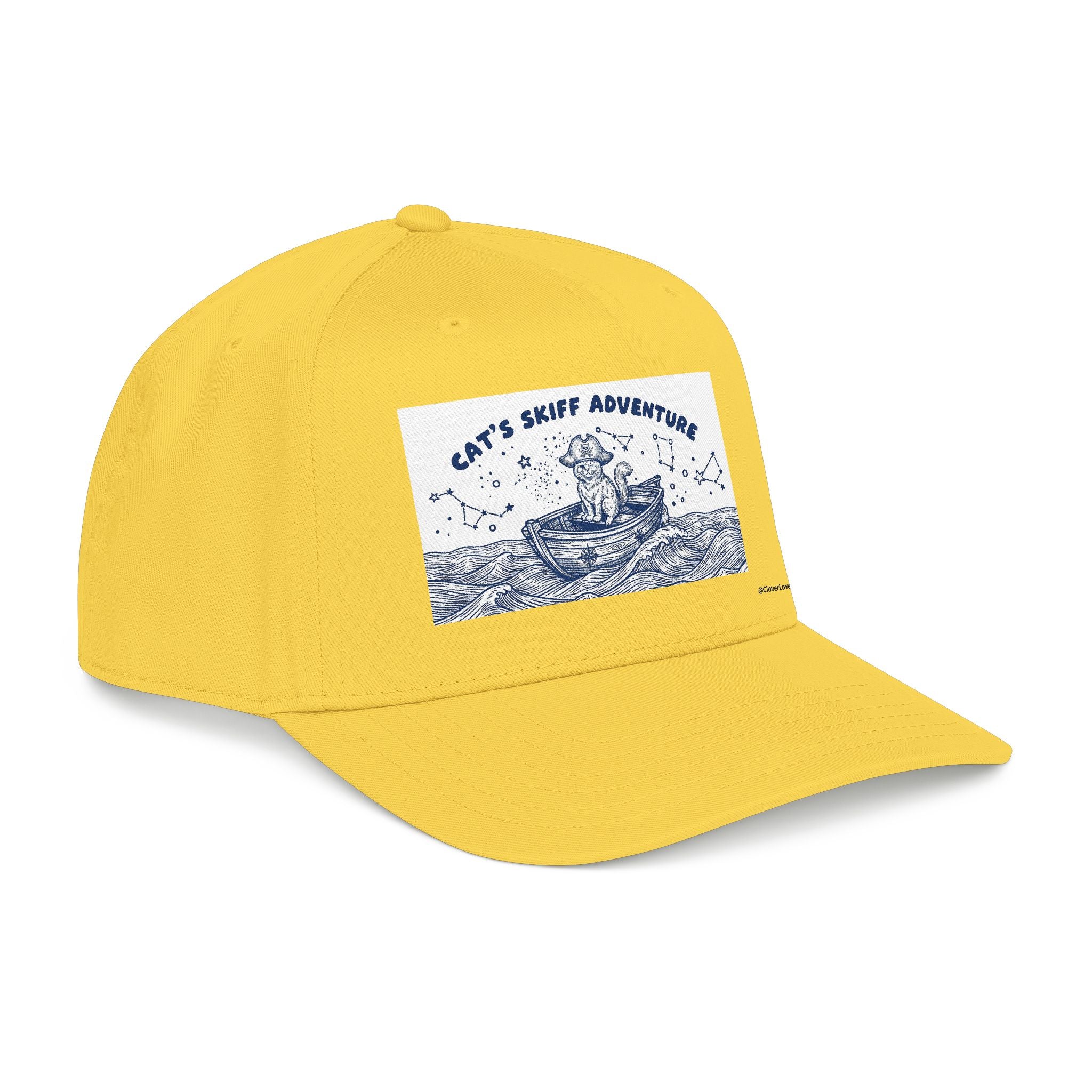 Cat Boat Hat - Ocean Adventure Baseball Cap, Nautical Cat Lover Gift, Coastal Travel Hat