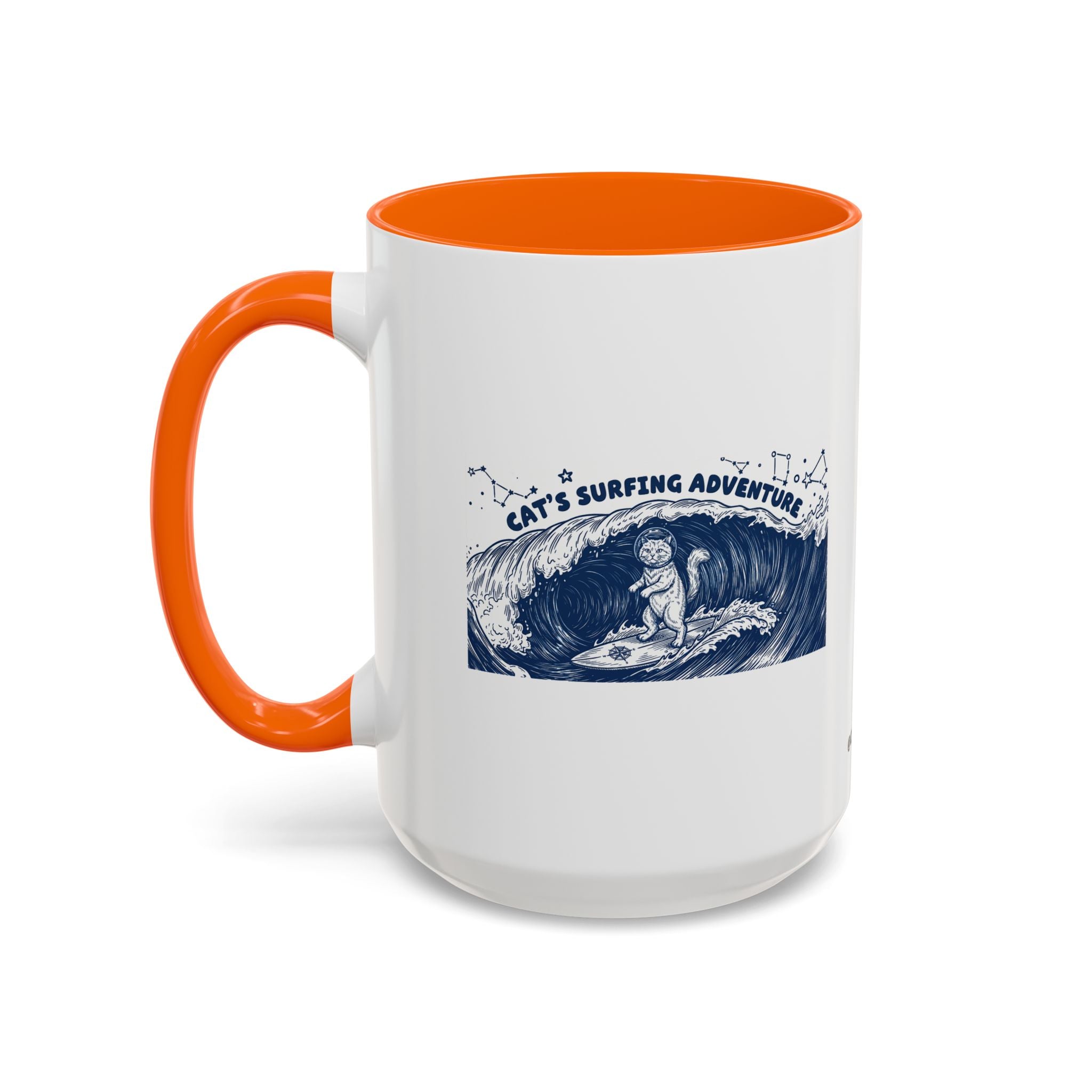 Cat's Surfing Adventure Ocean Wave Mug - Cute Cat Lover Coffee Cup