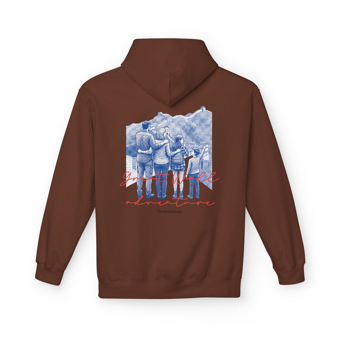 Große Mauer Familienabenteuer Hoodie – Vintage Reise Wahrzeichen Grafik Pullover Sweatshirt