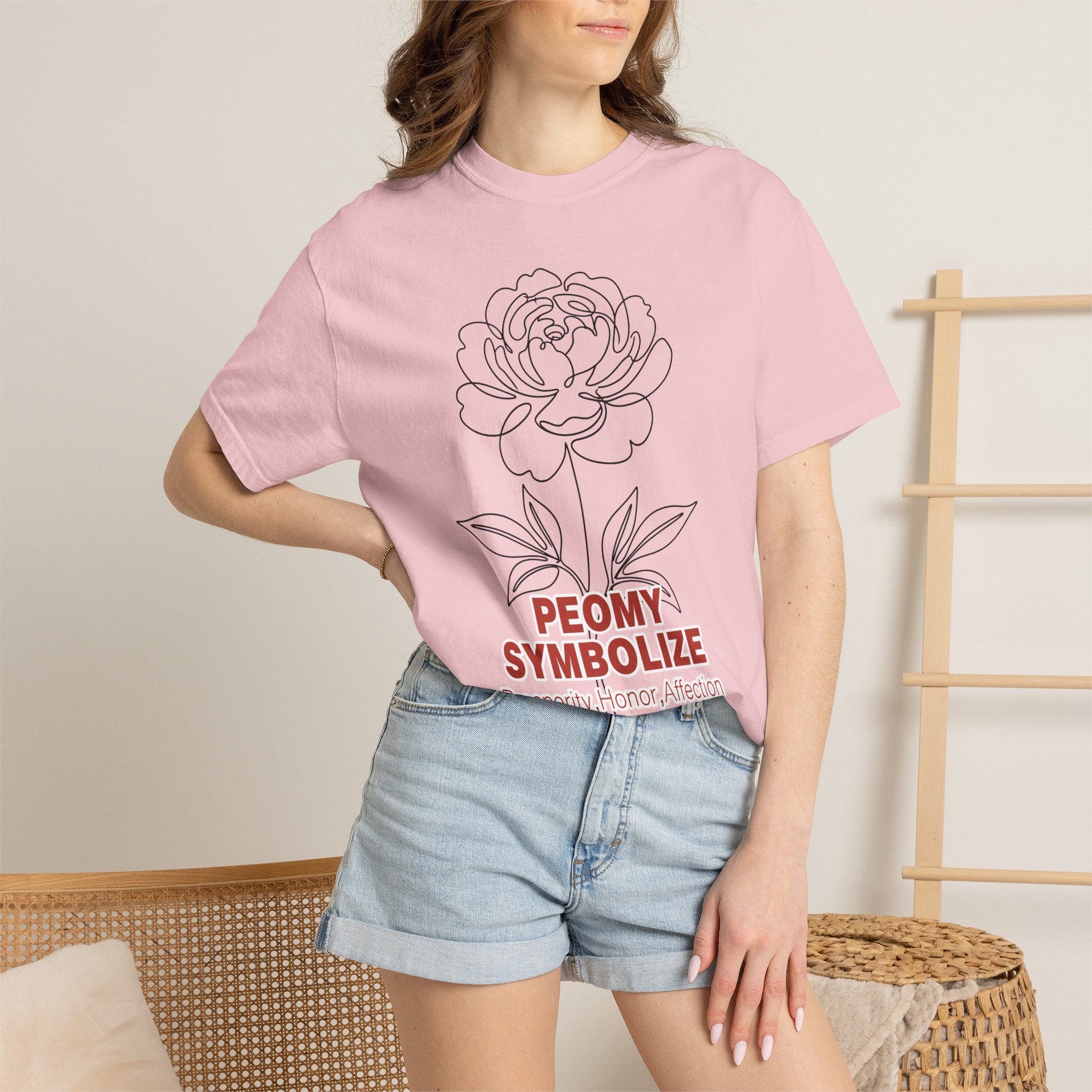 Peony Flower T-Shirt - Elegant Botanical Graphic Shirt for Flower Lovers