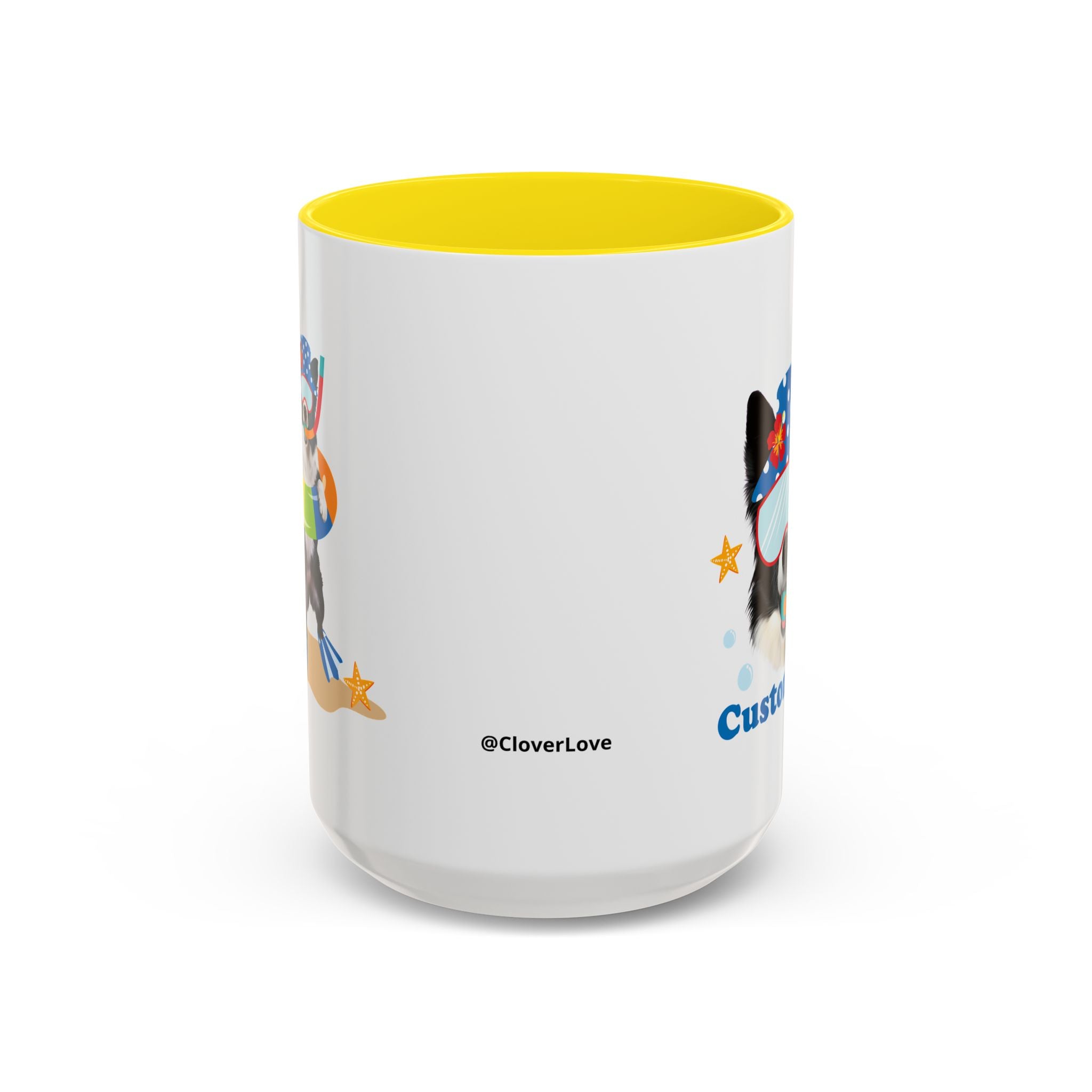 Summer Diving Dog Mug | Personalized Dog Photo Coffee Cup With Custom Text