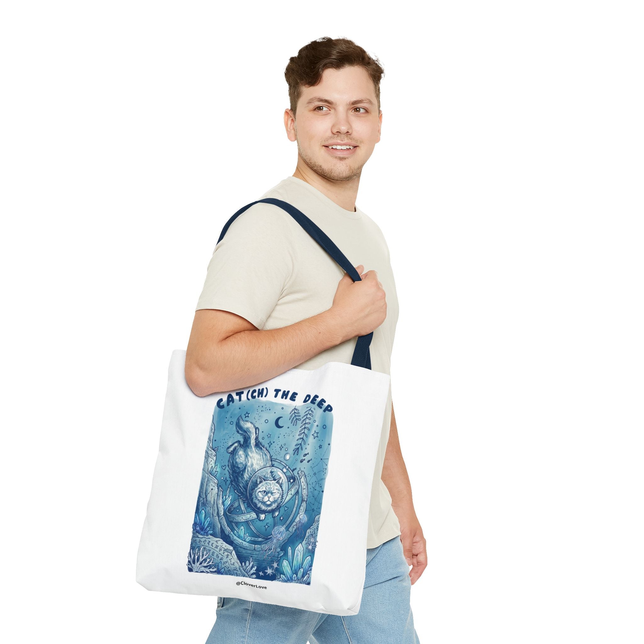 Cat Deep Sea Adventure Tote Bag | Vintage Ocean Explorer Canvas Bag