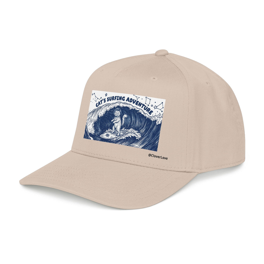 Cat Surfing Hat - Ocean Adventure Baseball Cap, Cute Cat Lover Gift
