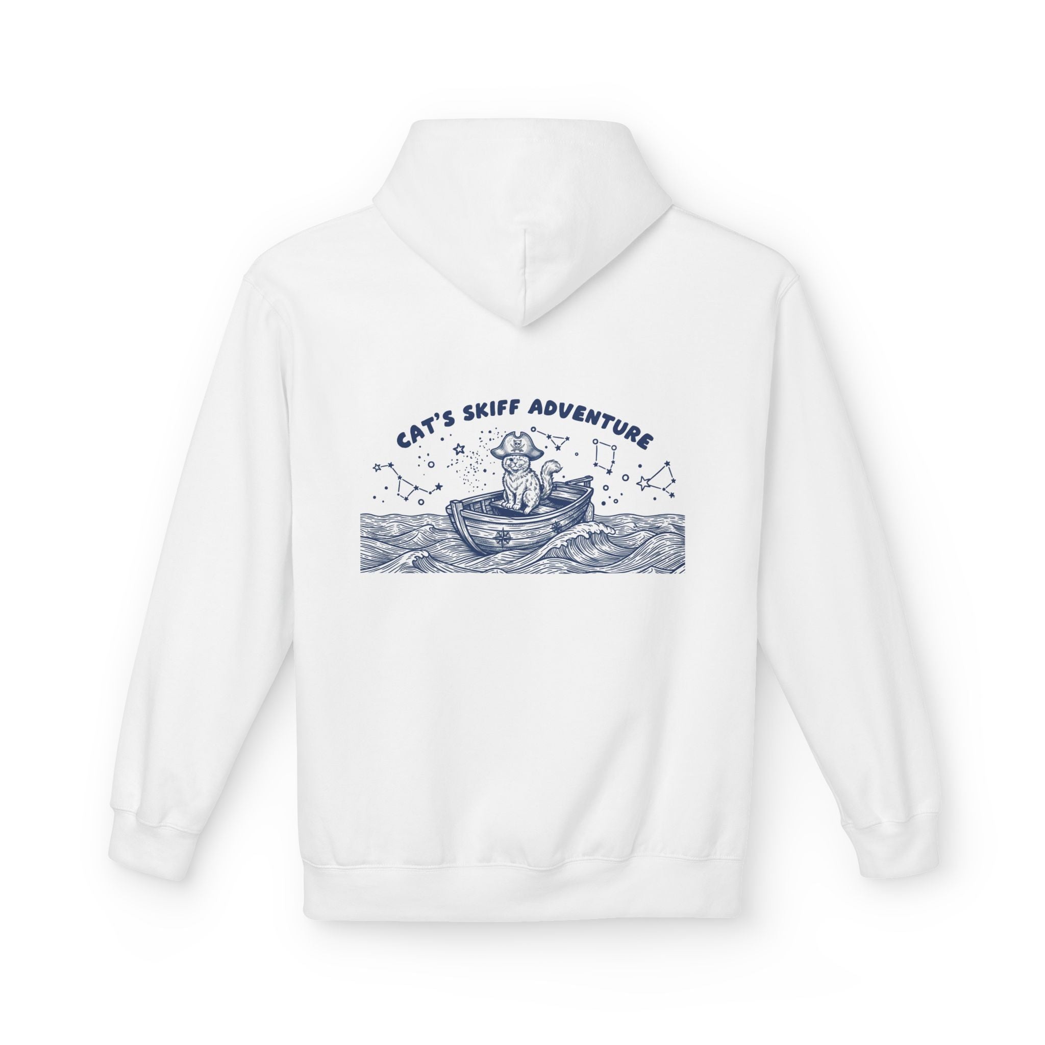 Cat's Skiff Adventure Hoodie | Vintage Ocean Nautical Graphic Sweatshirt