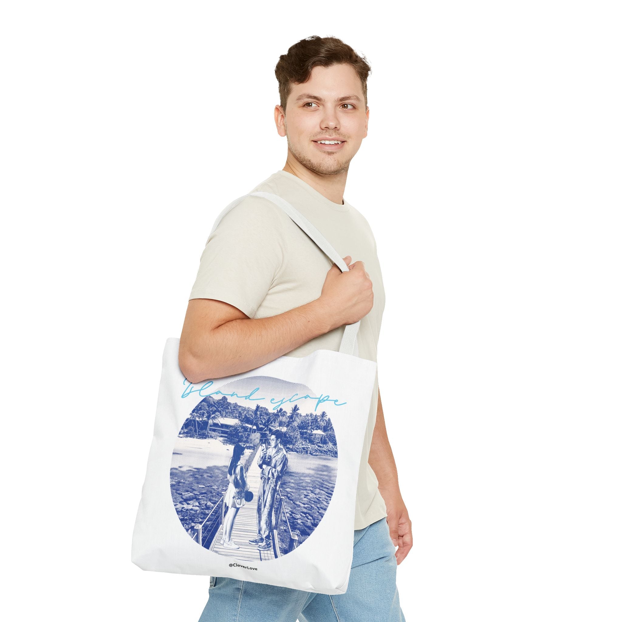Island Escape Tote Bag | Vintage Beach Travel Canvas Bag