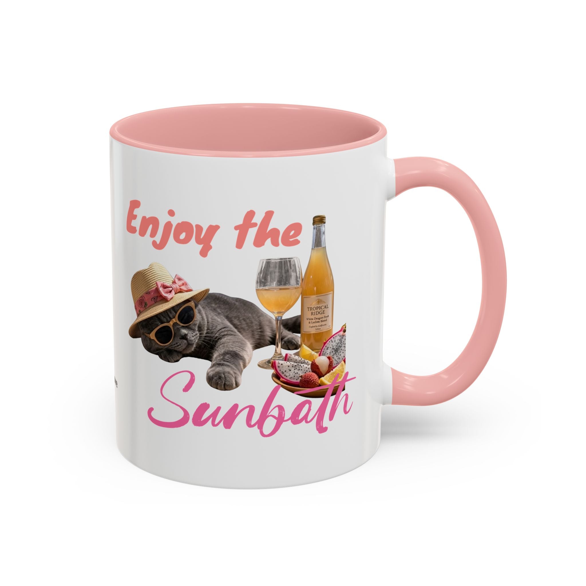 Summer Sunbathing Cat Mug | Personalized Cat Coffee Cup With Custom Text