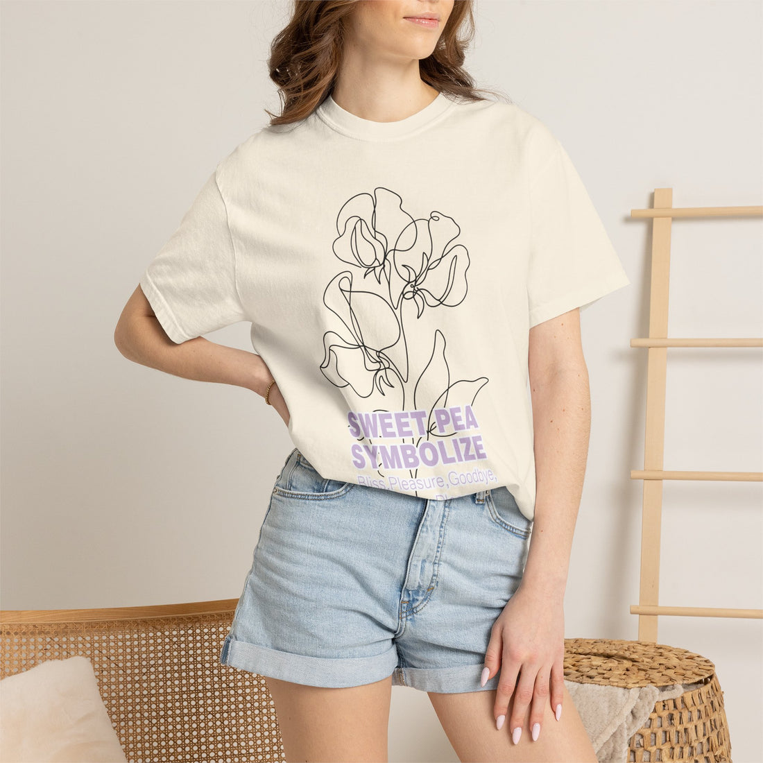 Sweet Pea Flower T-Shirt - Botanical Graphic Shirt for Flower Lovers