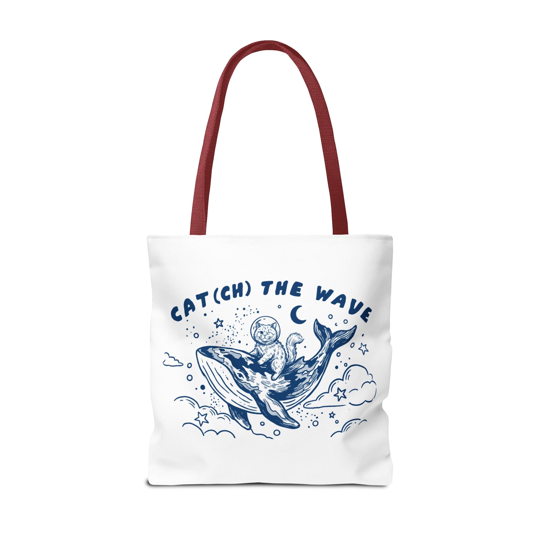 Cat Whale Adventure Tote Bag | Vintage Ocean Graphic Canvas Bag