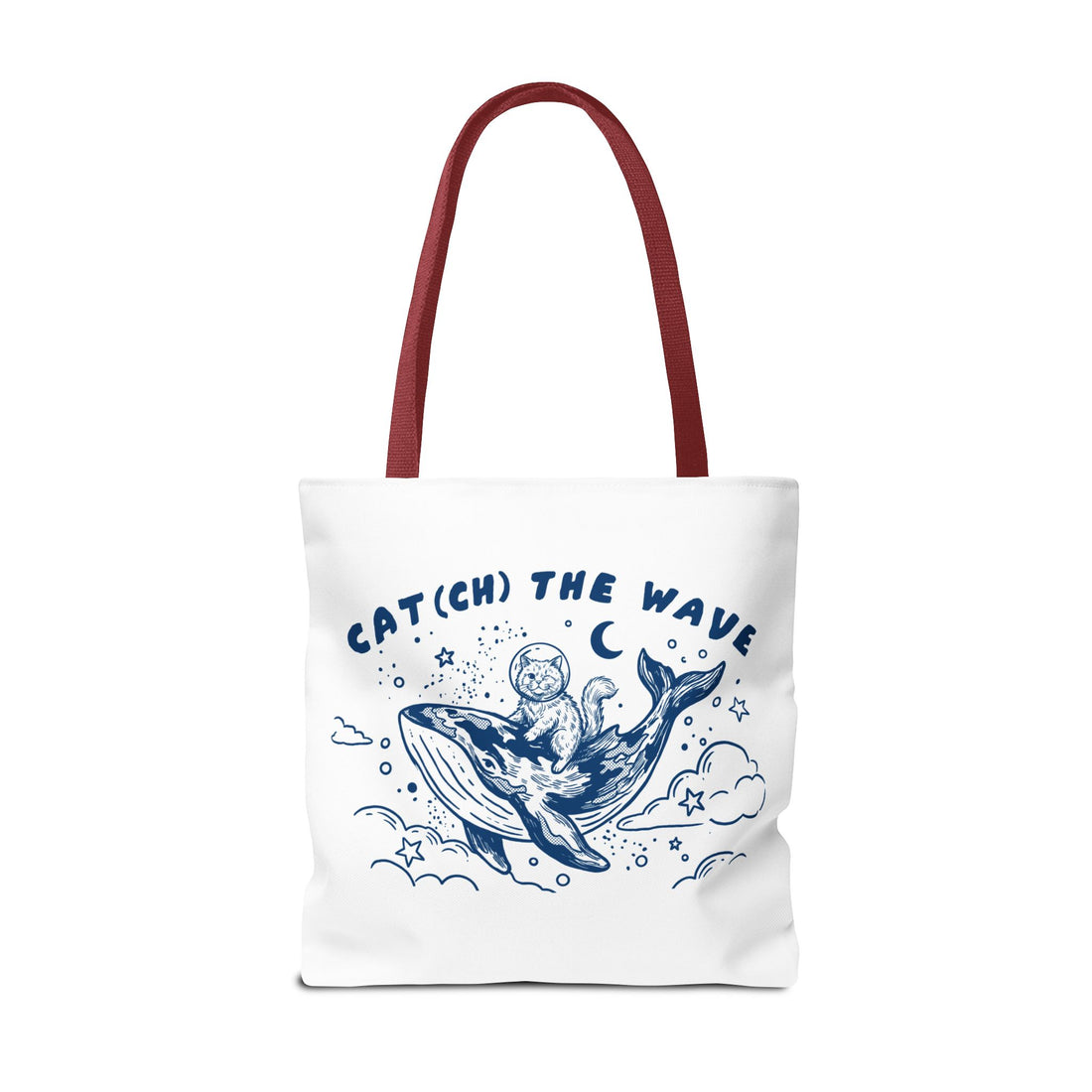 Cat Whale Adventure Tote Bag | Vintage Ocean Graphic Canvas Bag