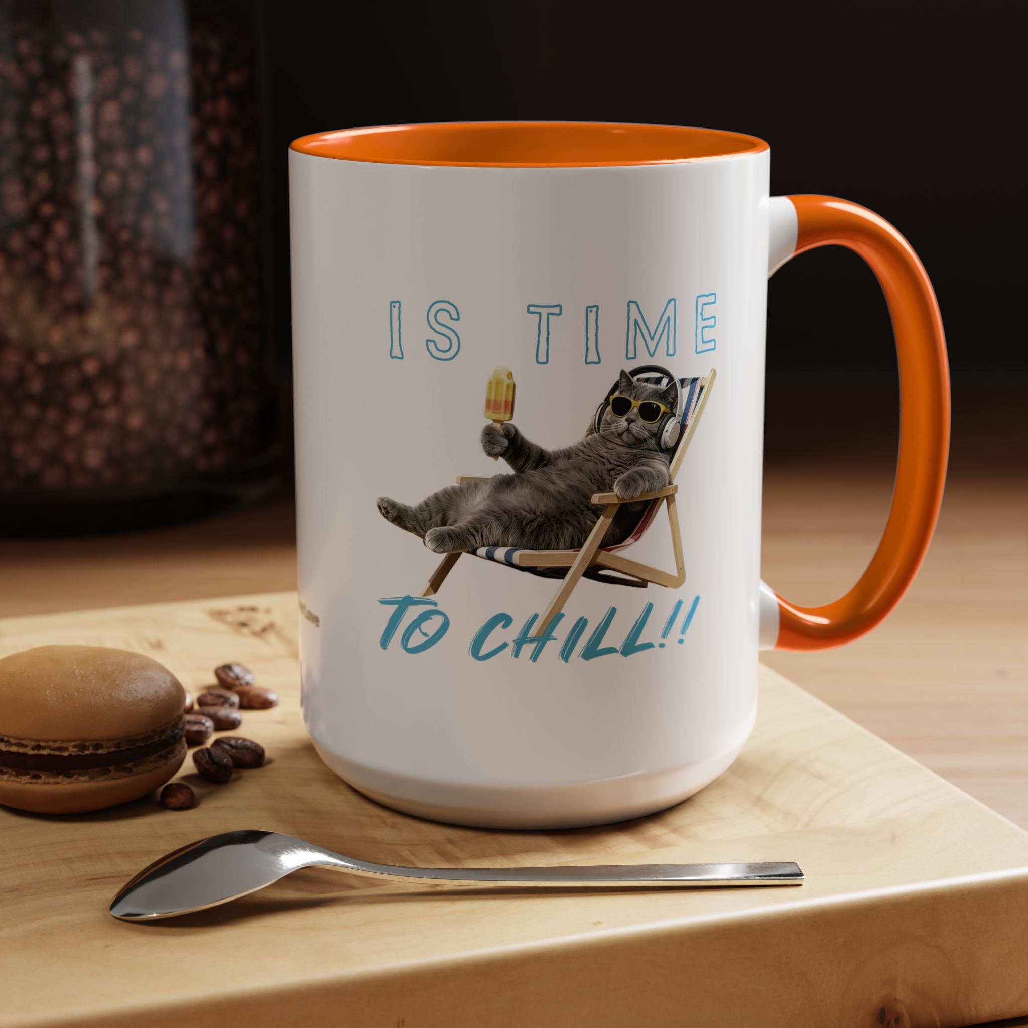 Chill Cat Summer Mug | Personalized Cat Photo Coffee Cup With Custom Text