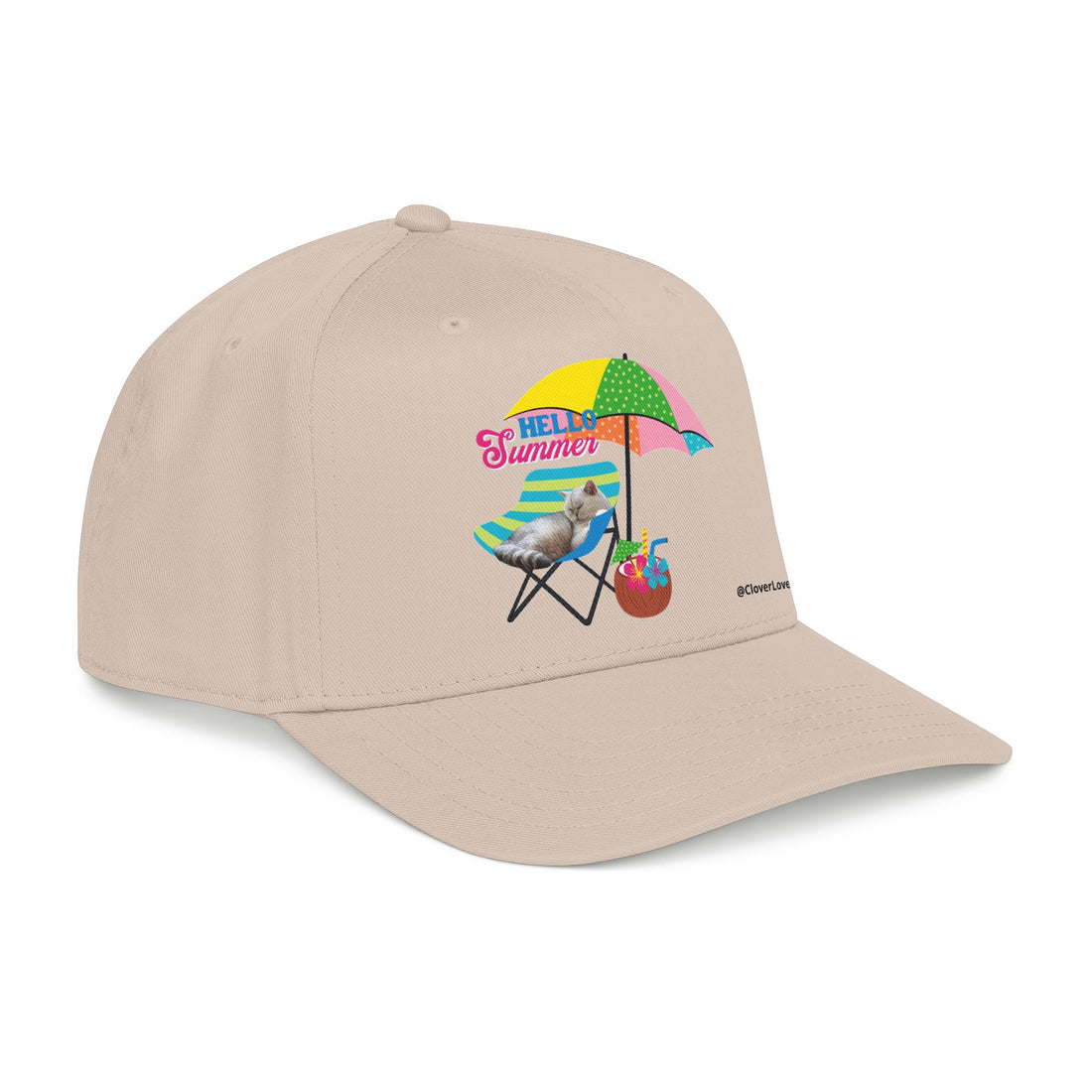 Hello Summer Cat Hat | Cute Beach Cat Baseball Cap For Cat Lovers