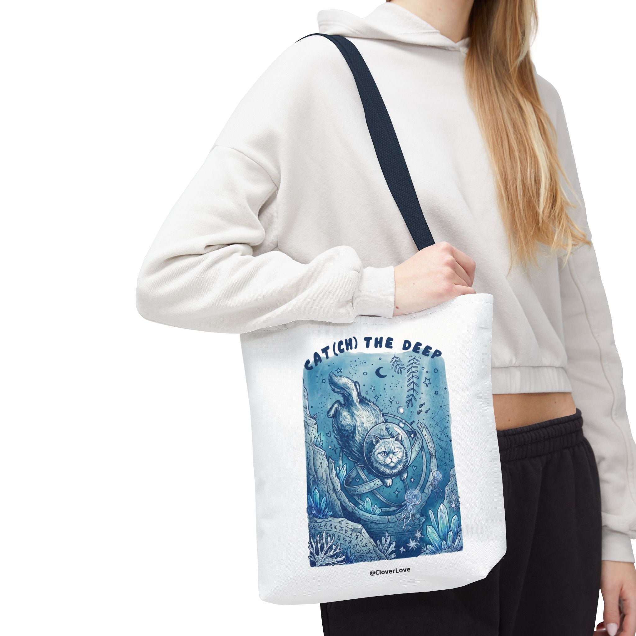 Cat Deep Sea Adventure Tote Bag | Vintage Ocean Explorer Canvas Bag