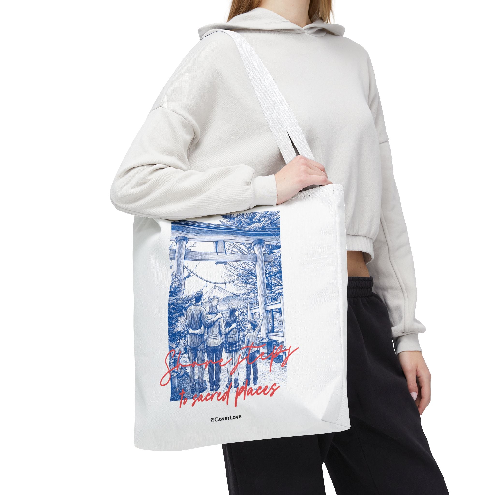 Japan Travel Tote Bag | Vintage Torii Gate Fuji Mountain Canvas Bag