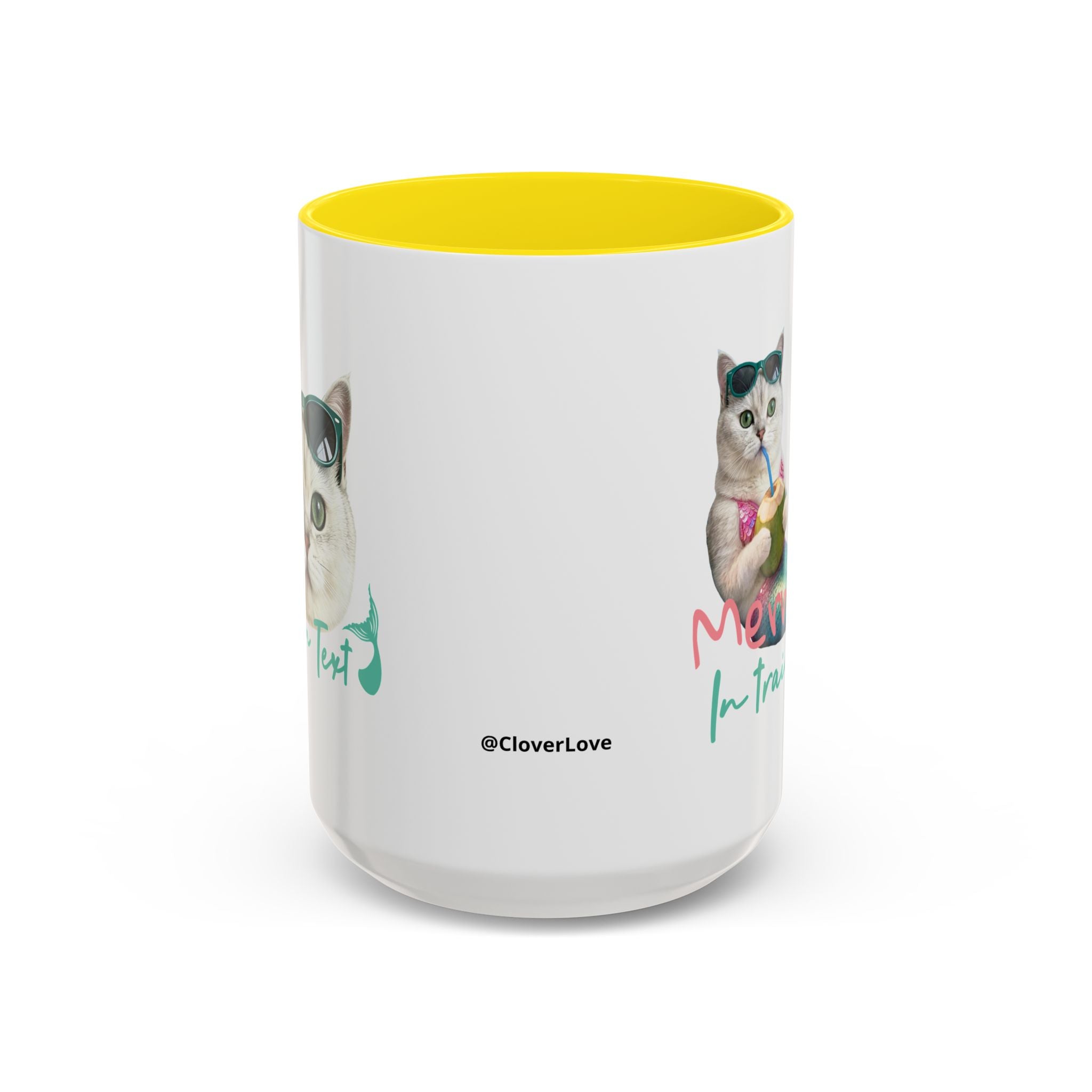 Mermaid Cat Summer Mug | Personalized Cat Coffee Cup With Custom Text