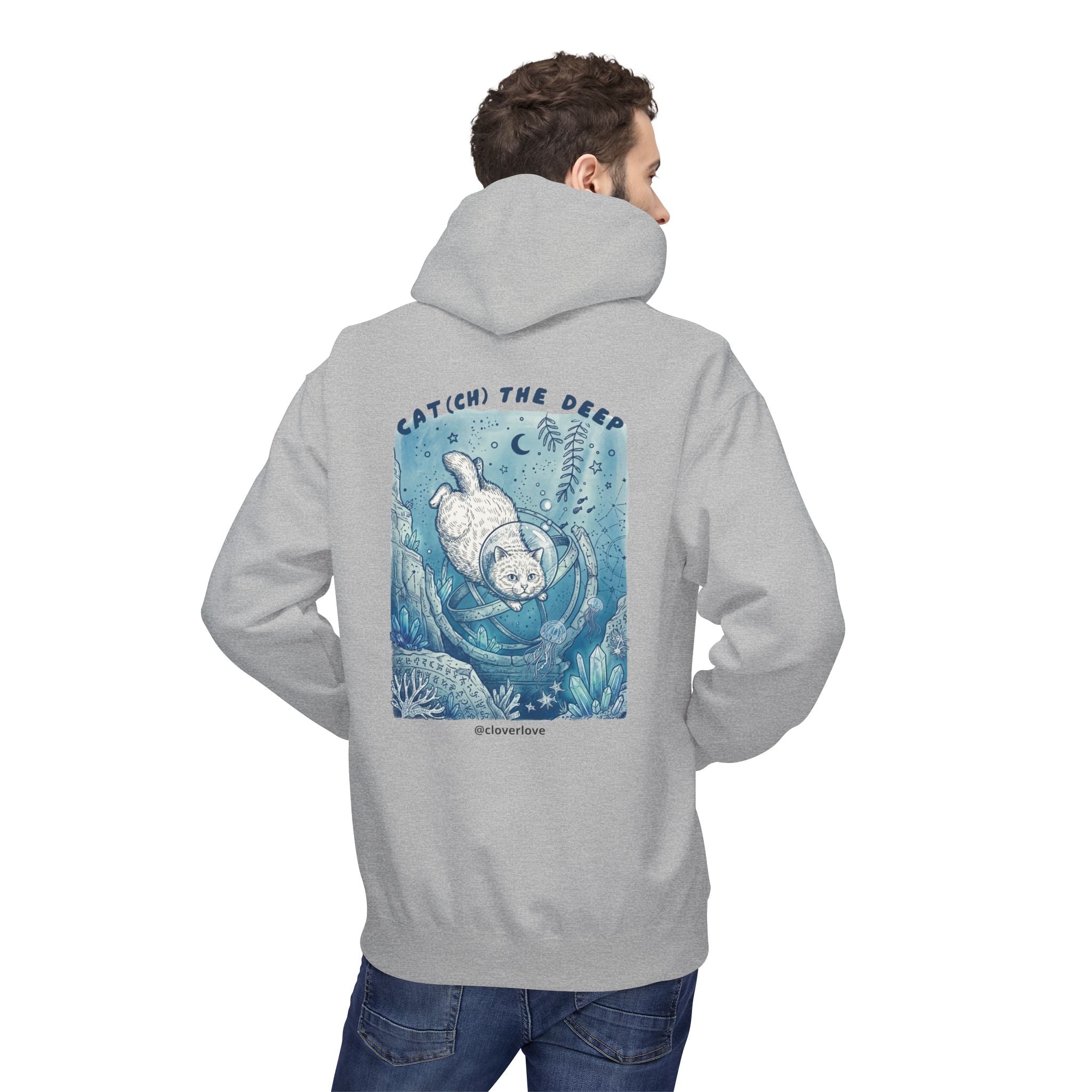 Katzen-Tiefseeabenteuer-Kapuzenpulli | Vintage Ozeanforscher Grafik-Sweatshirt