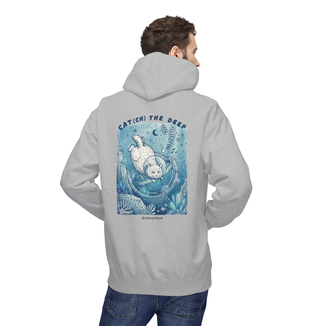 Katzen-Tiefseeabenteuer-Kapuzenpulli | Vintage Ozeanforscher Grafik-Sweatshirt