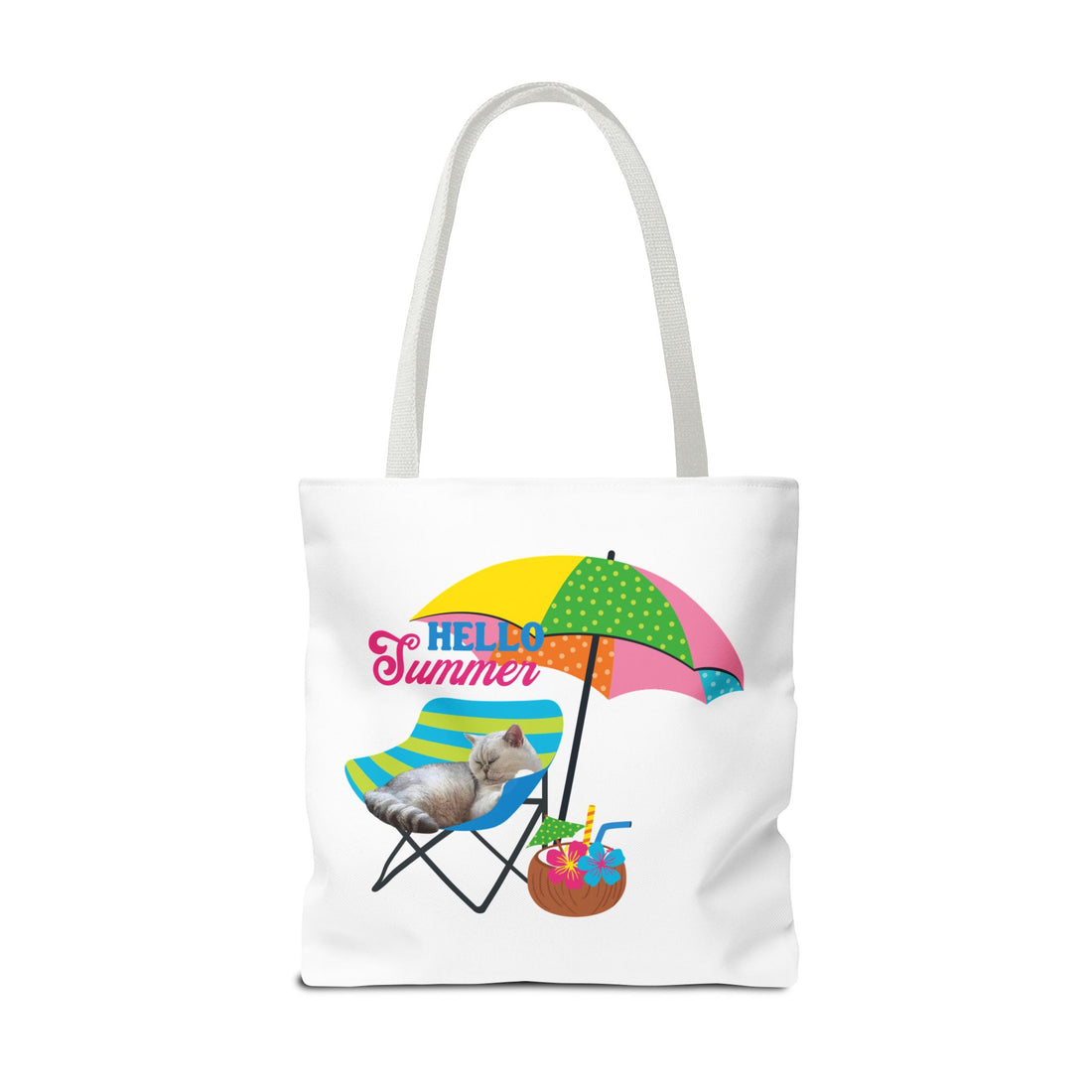 Summer Cat Tote Bag | Personalized Pet Photo Canvas Bag