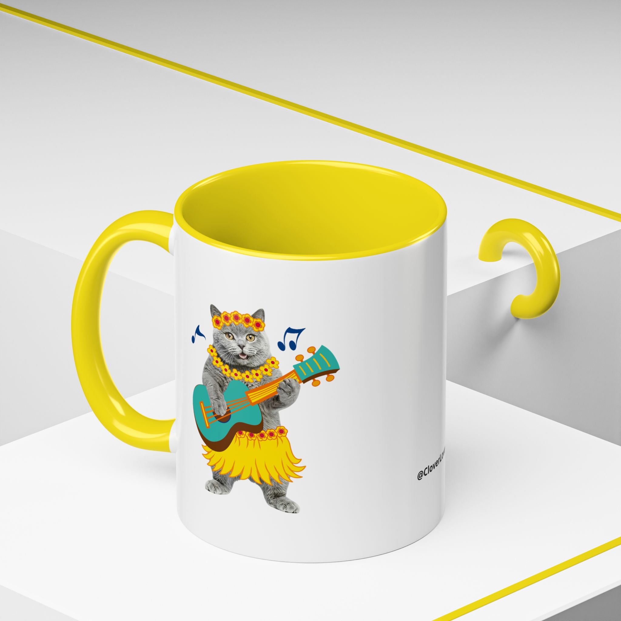 Tropical Summer Cat Mug | Personalized Pet Photo Coffee Cup With Custom Text