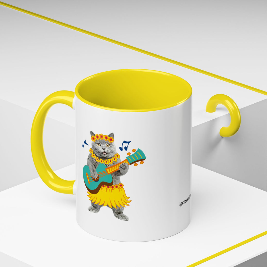 Tropical Summer Cat Mug | Personalized Pet Photo Coffee Cup With Custom Text