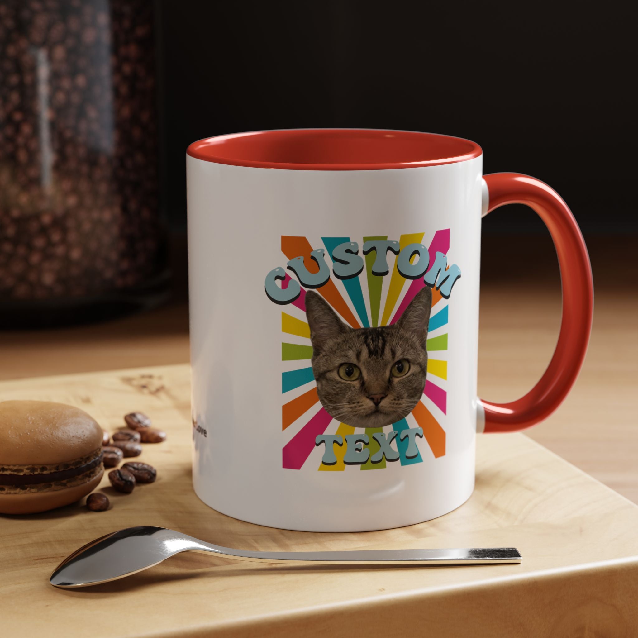 Retro Custom Cat Mug | Personalized Pet Photo Coffee Cup With Custom Text