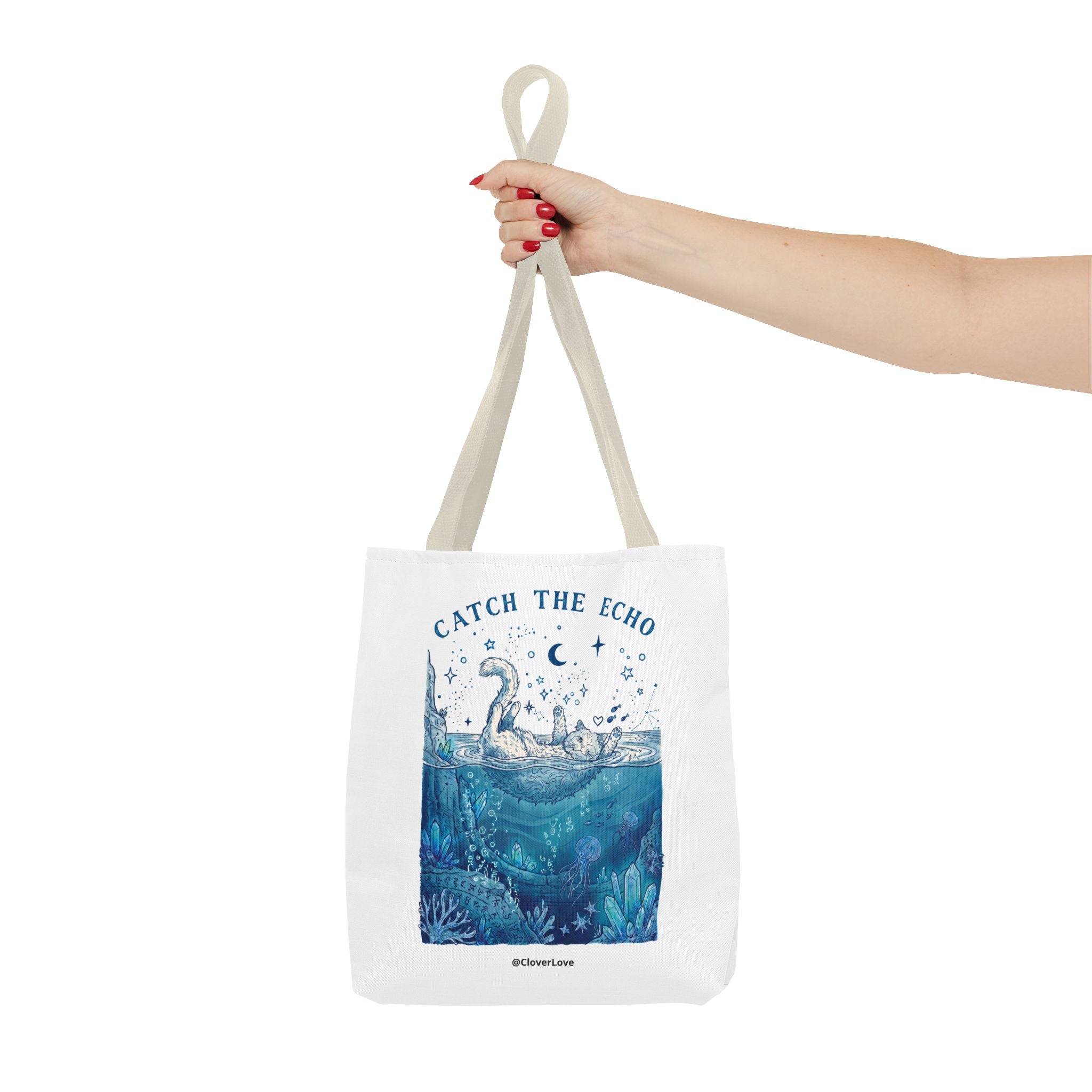 Cat Ocean Adventure Tote Bag | Vintage Underwater Graphic Canvas Bag