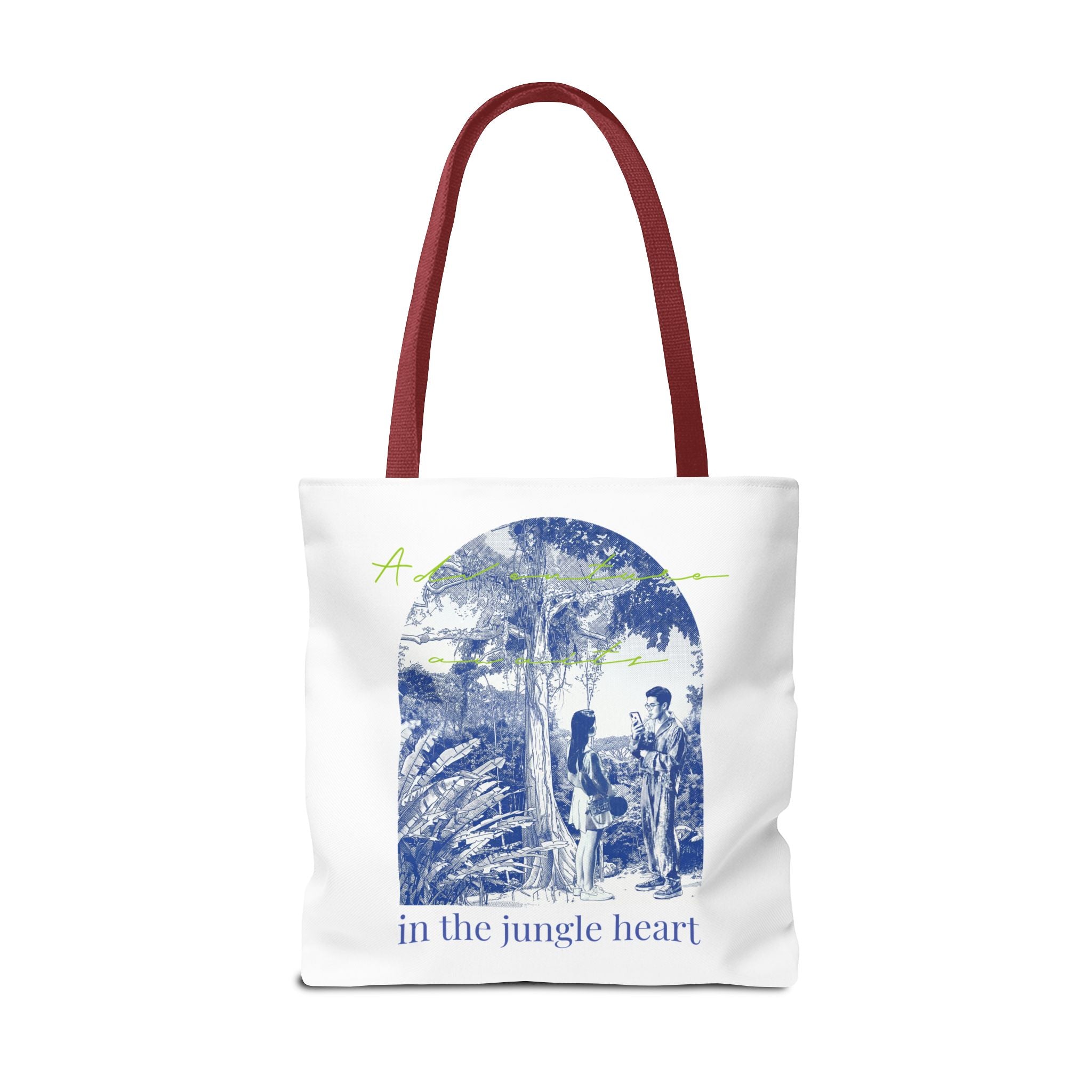 In The Jungle Heart Travel Tote Bag | Vintage Jungle Adventure Canvas Tote Bag
