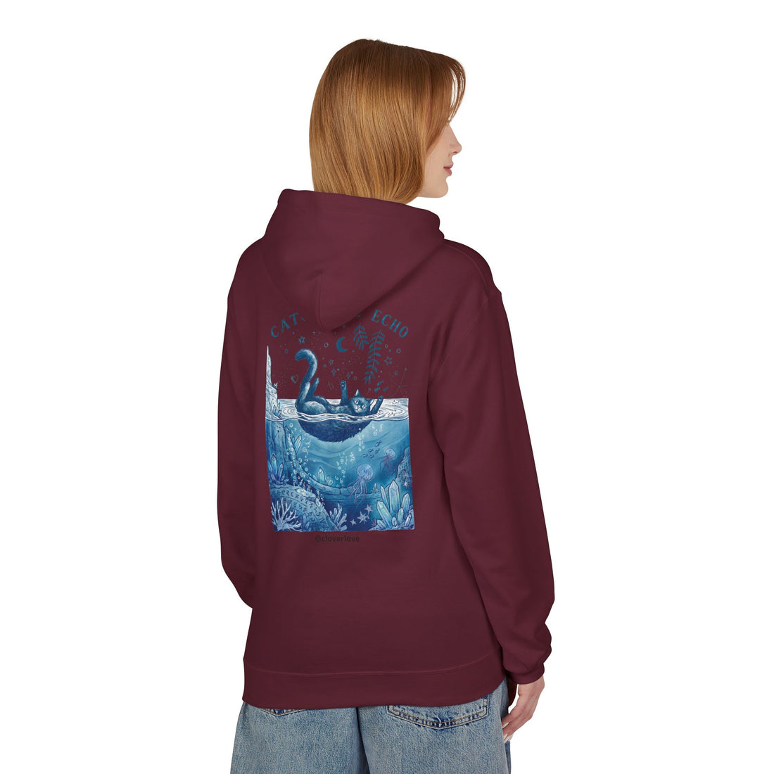 Katzen-Ozean-Abenteuer-Kapuzenpullover | Vintage Unterwasser-Grafik-Sweatshirt