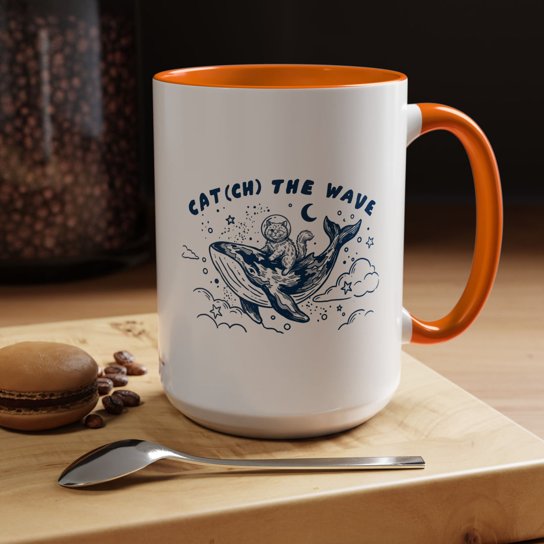 Cat's Wave Adventure Mug - Cute Cat Whale Ocean Coffee Cup