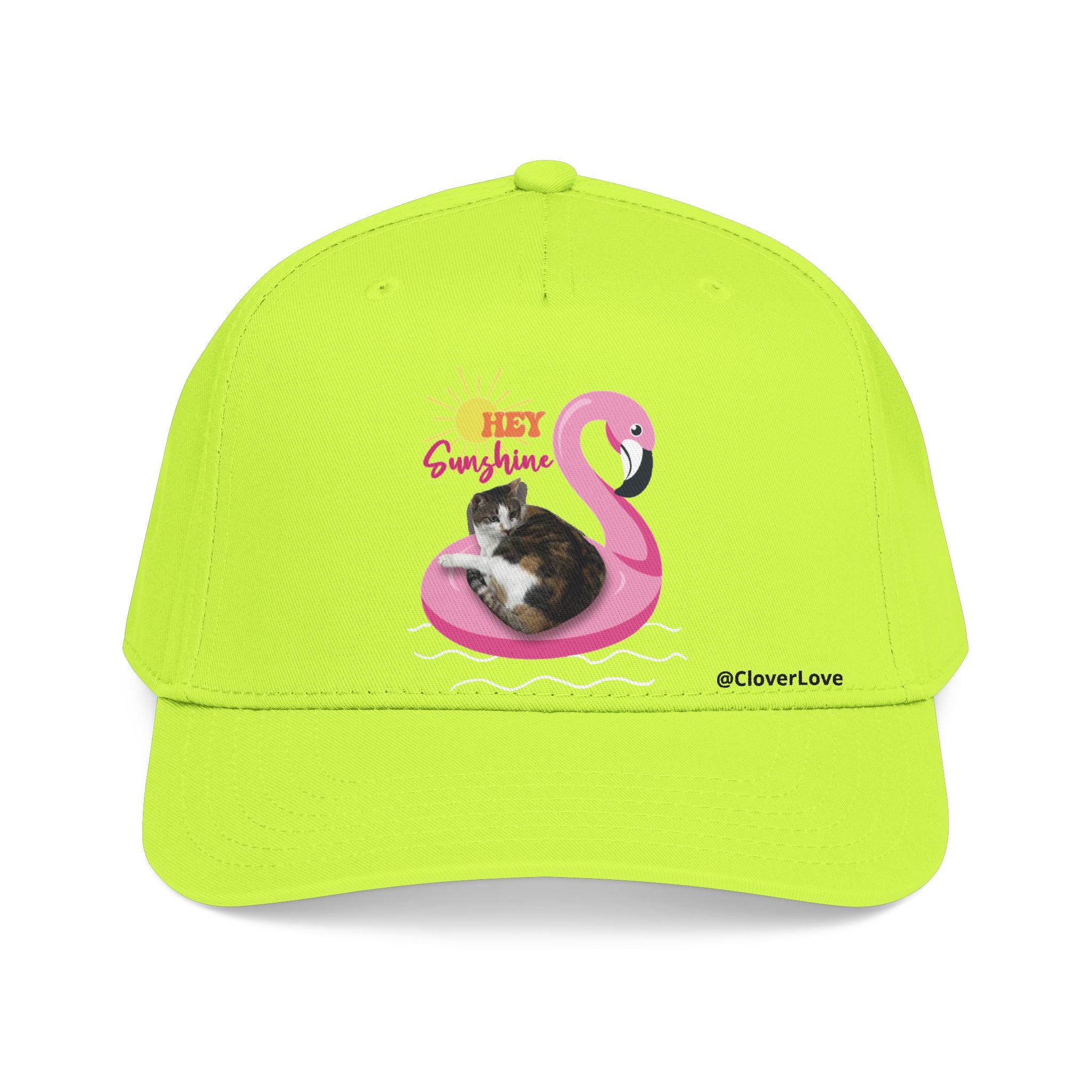 Summer Cat Lover Hat | Cute Flamingo Cat Baseball Cap With Sunshine Design