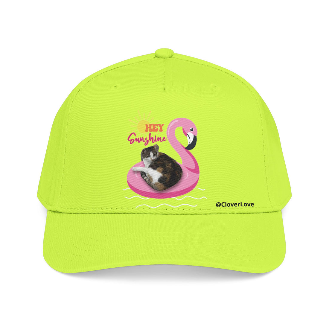 Summer Cat Lover Hat | Cute Flamingo Cat Baseball Cap With Sunshine Design