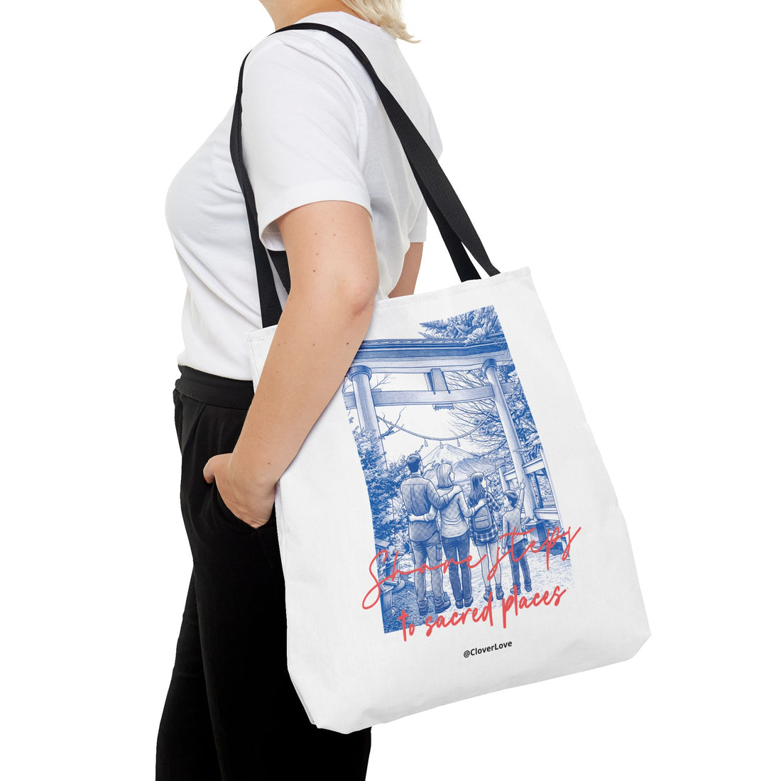 Japan Travel Tote Bag | Vintage Torii Gate Fuji Mountain Canvas Bag