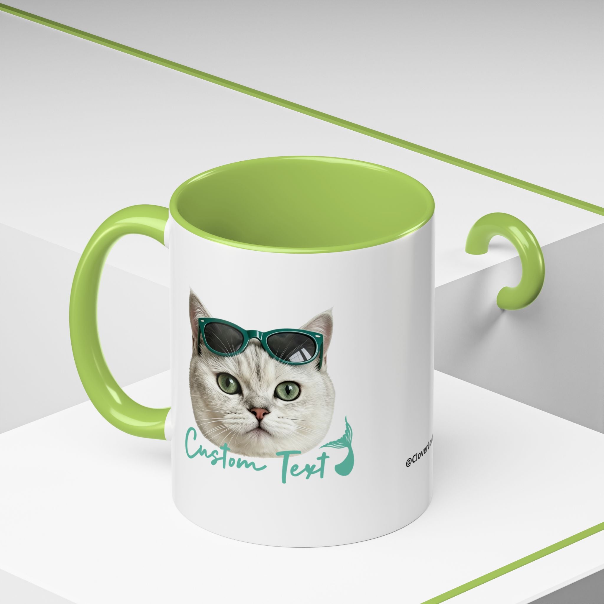 Mermaid Cat Summer Mug | Personalized Cat Coffee Cup With Custom Text
