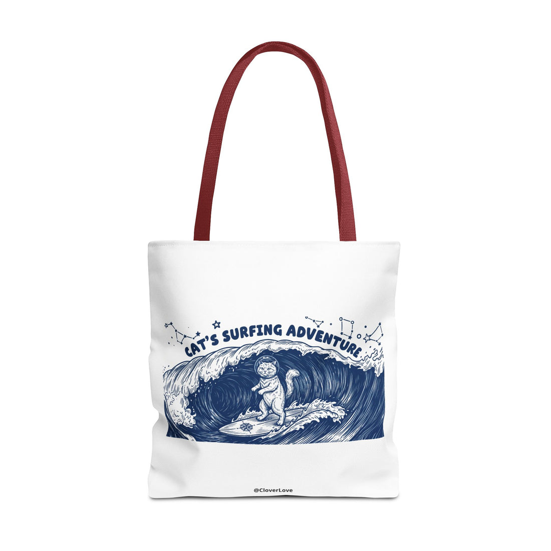 Cat's Surfing Adventure Tote Bag | Vintage Ocean Graphic Canvas Bag