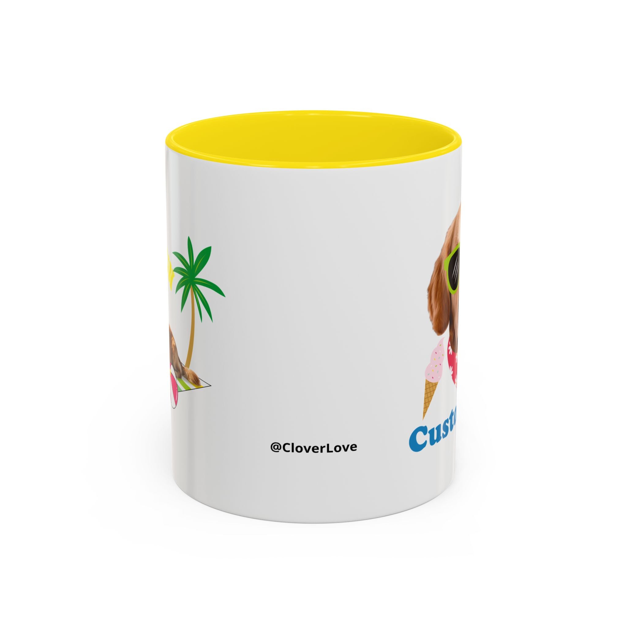 Cute Summer Dog Mug | Personalized Dog Photo Coffee Cup With Custom Text