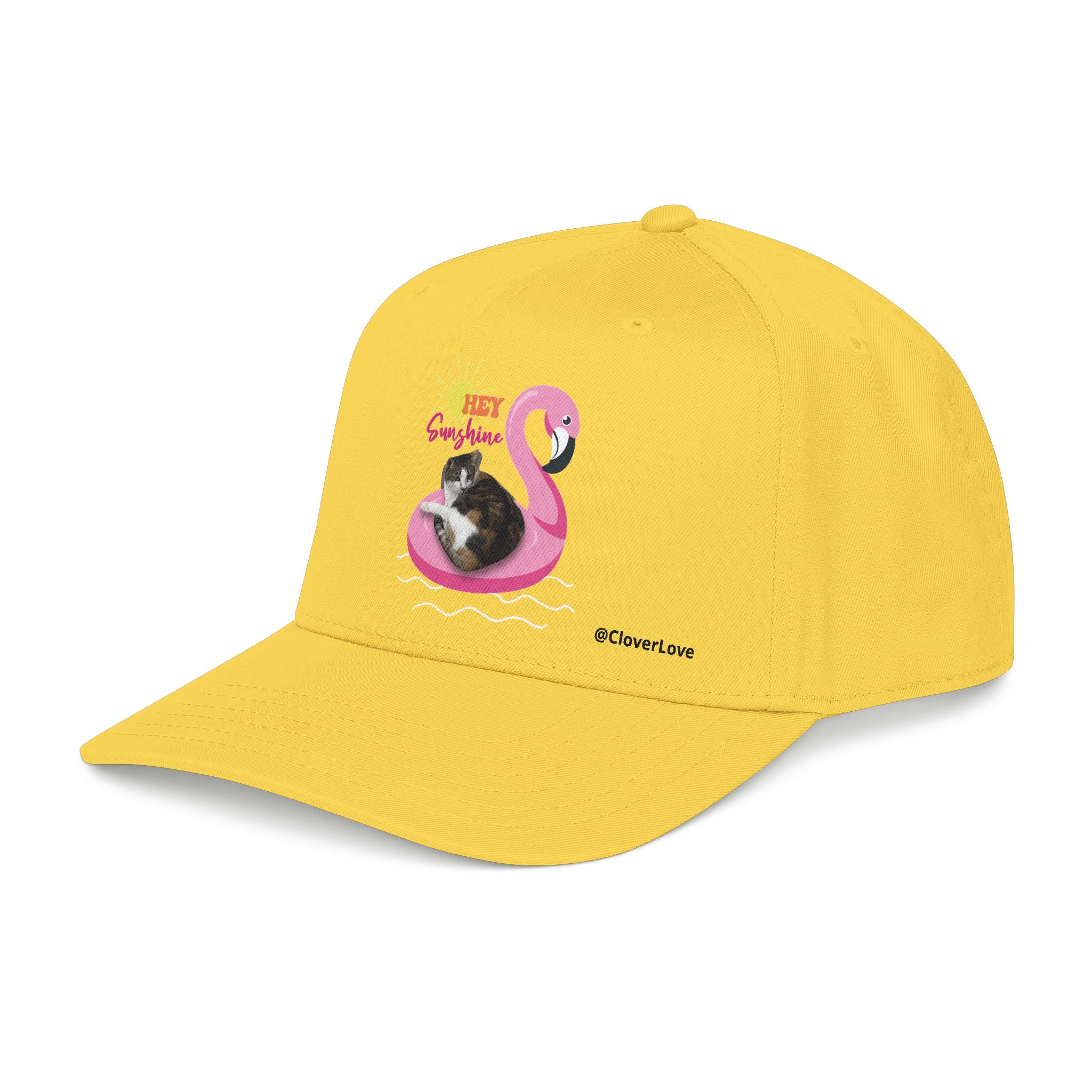 Summer Cat Lover Hat | Cute Flamingo Cat Baseball Cap With Sunshine Design