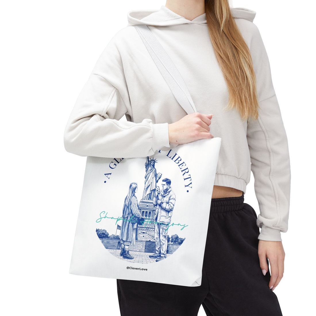A Glimpse Of Liberty Travel Tote Bag | Statue of Liberty New York Canvas Tote Bag
