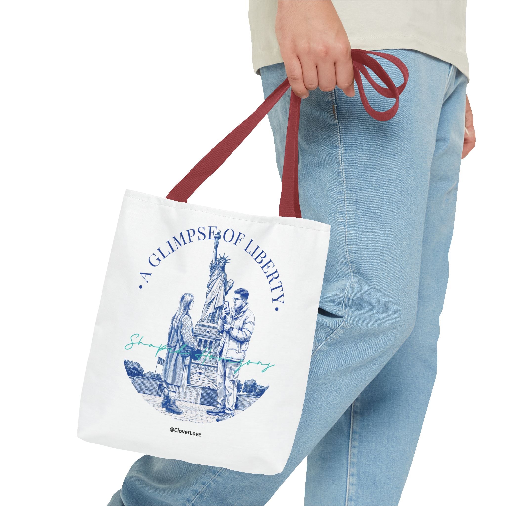 A Glimpse Of Liberty Travel Tote Bag | Statue of Liberty New York Canvas Tote Bag