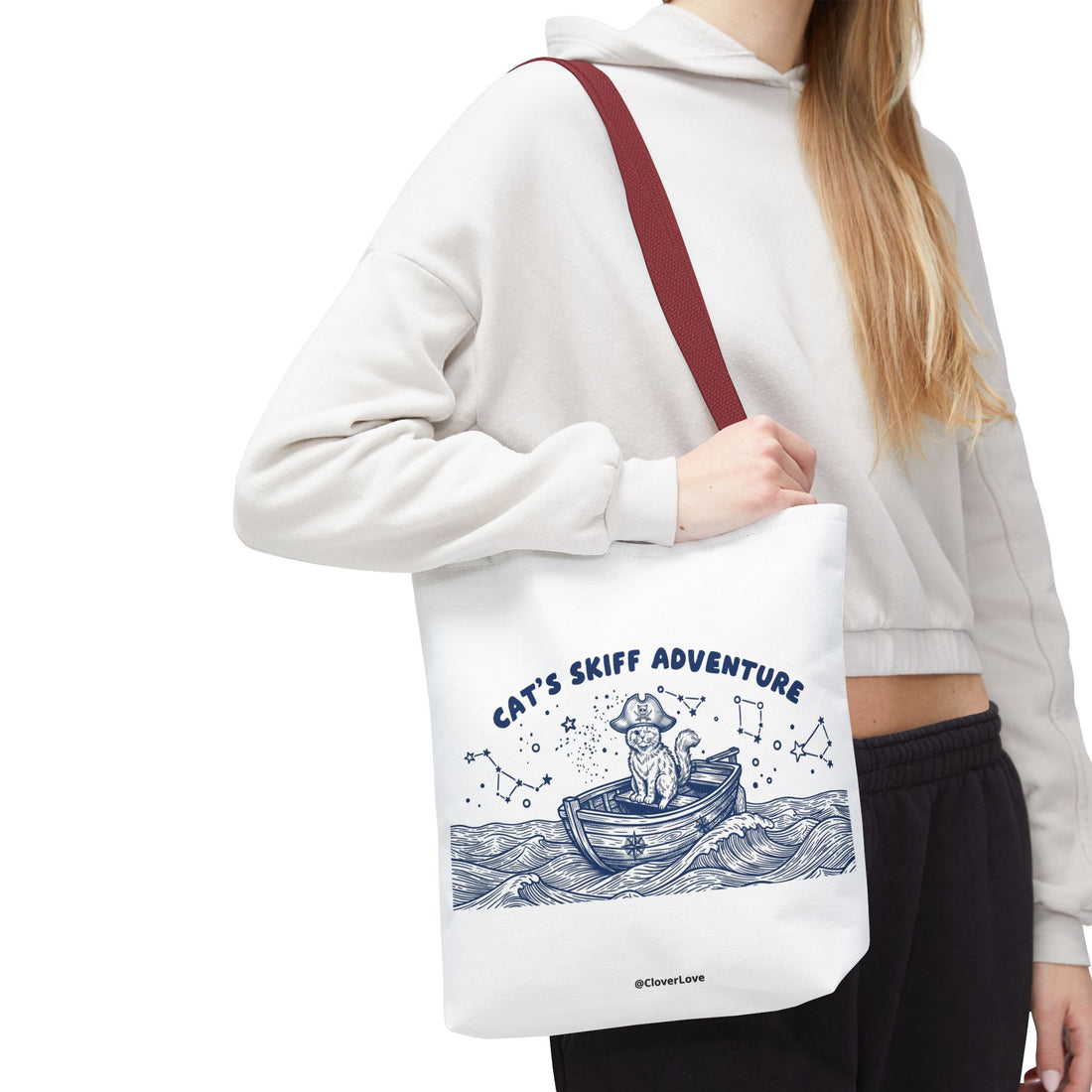 Cat's Skiff Adventure Tote Bag | Vintage Nautical Ocean Canvas Bag