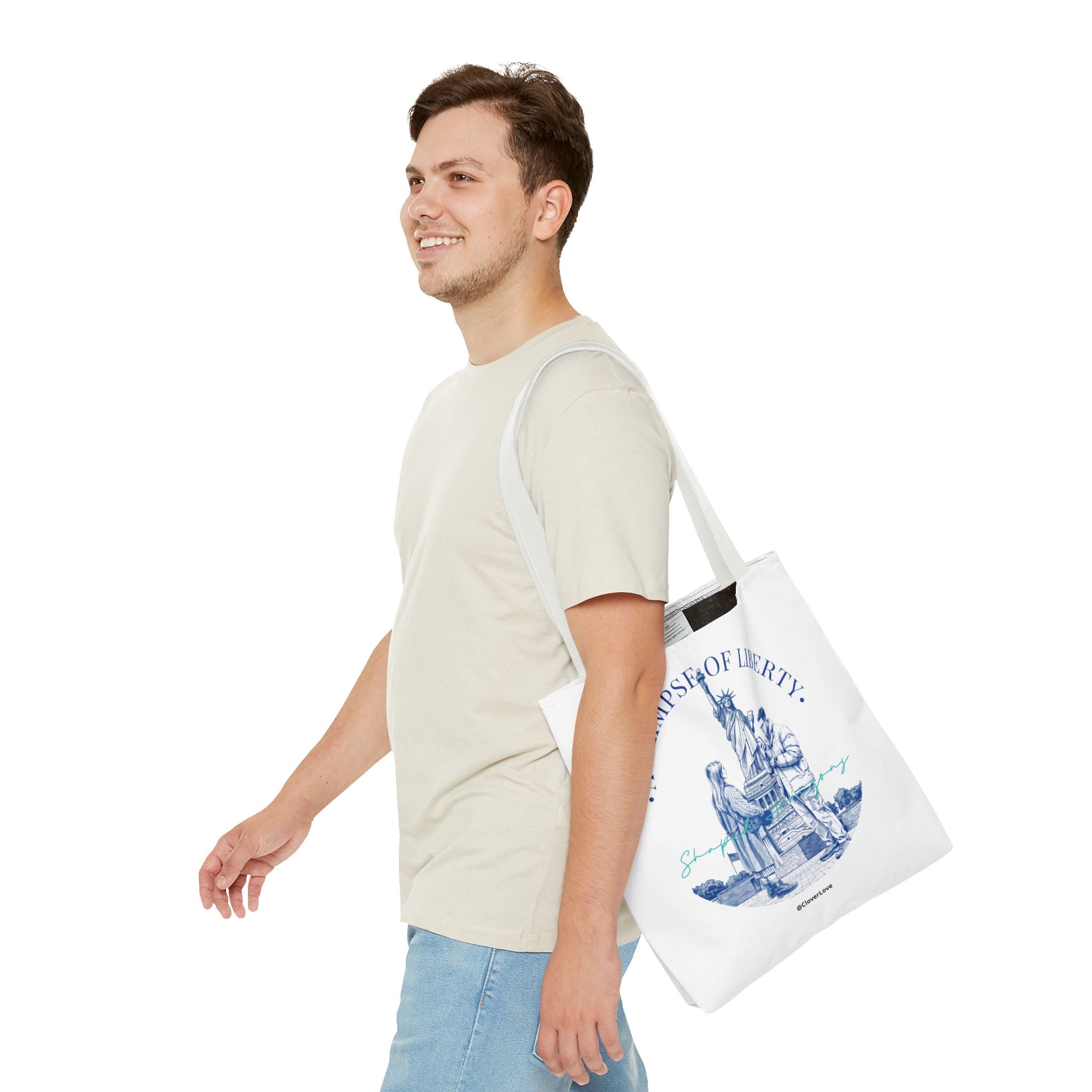 A Glimpse Of Liberty Travel Tote Bag | Statue of Liberty New York Canvas Tote Bag