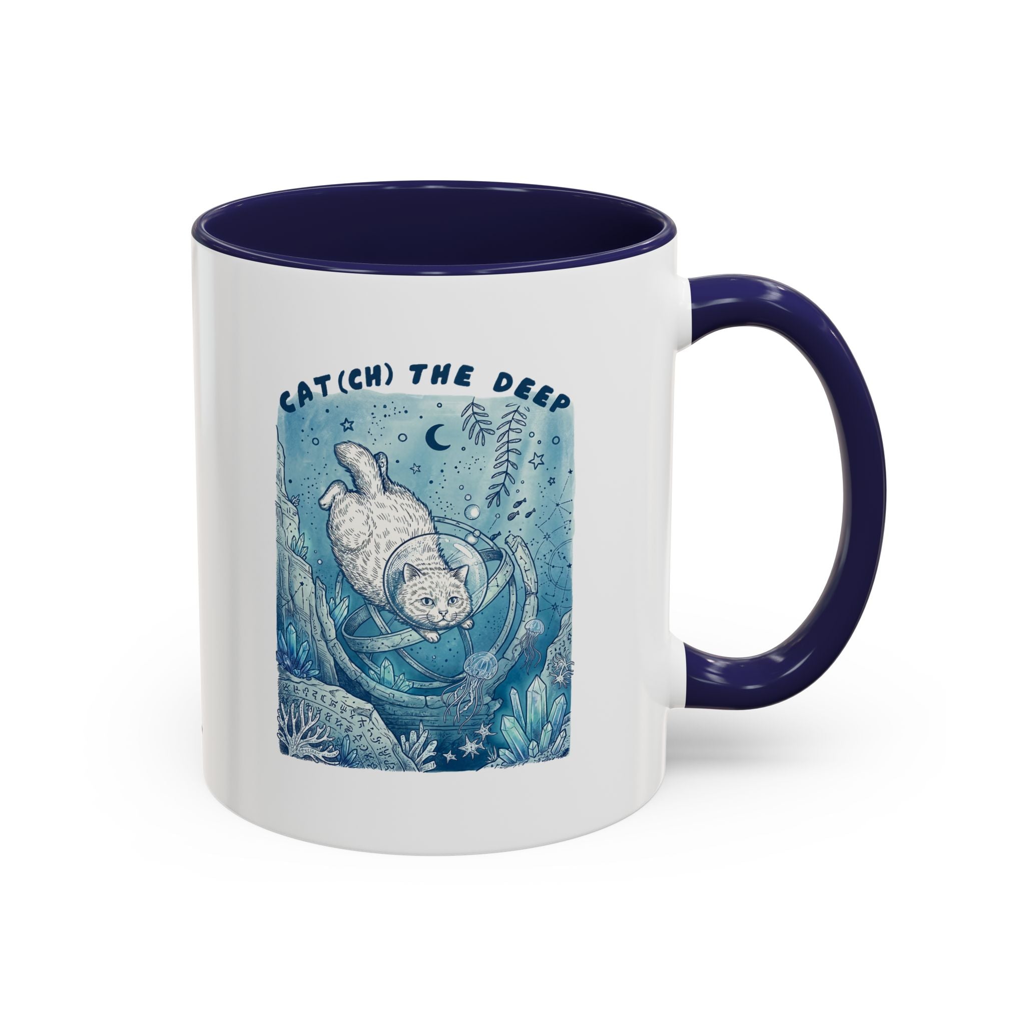 Cat's Deep Ocean Adventure Mug - Underwater Cat Lover Coffee Cup