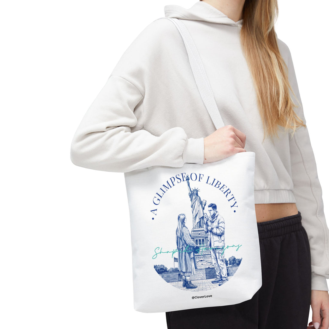 A Glimpse Of Liberty Travel Tote Bag | Statue of Liberty New York Canvas Tote Bag